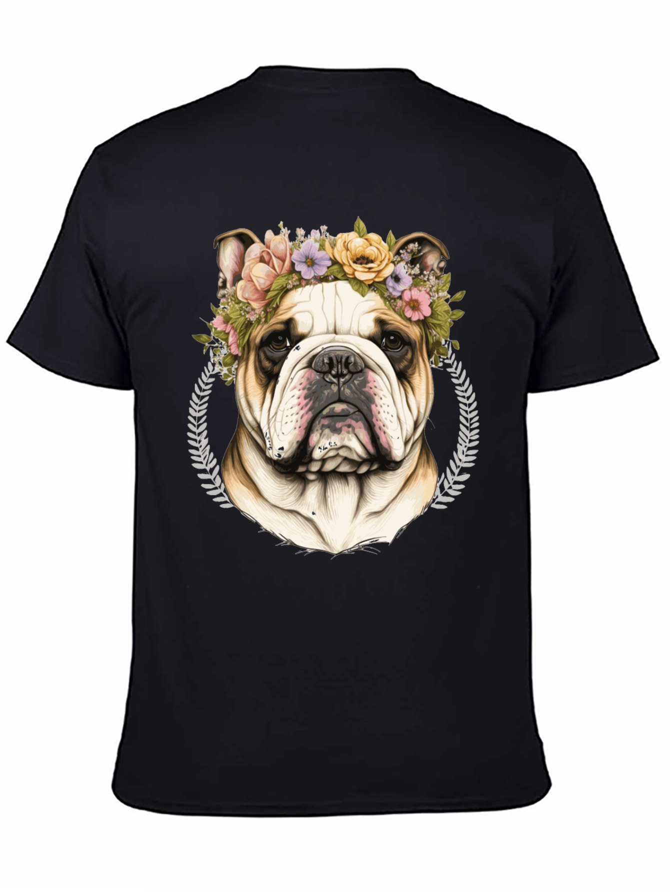 Bulldog Floral Crown Graphic Tee