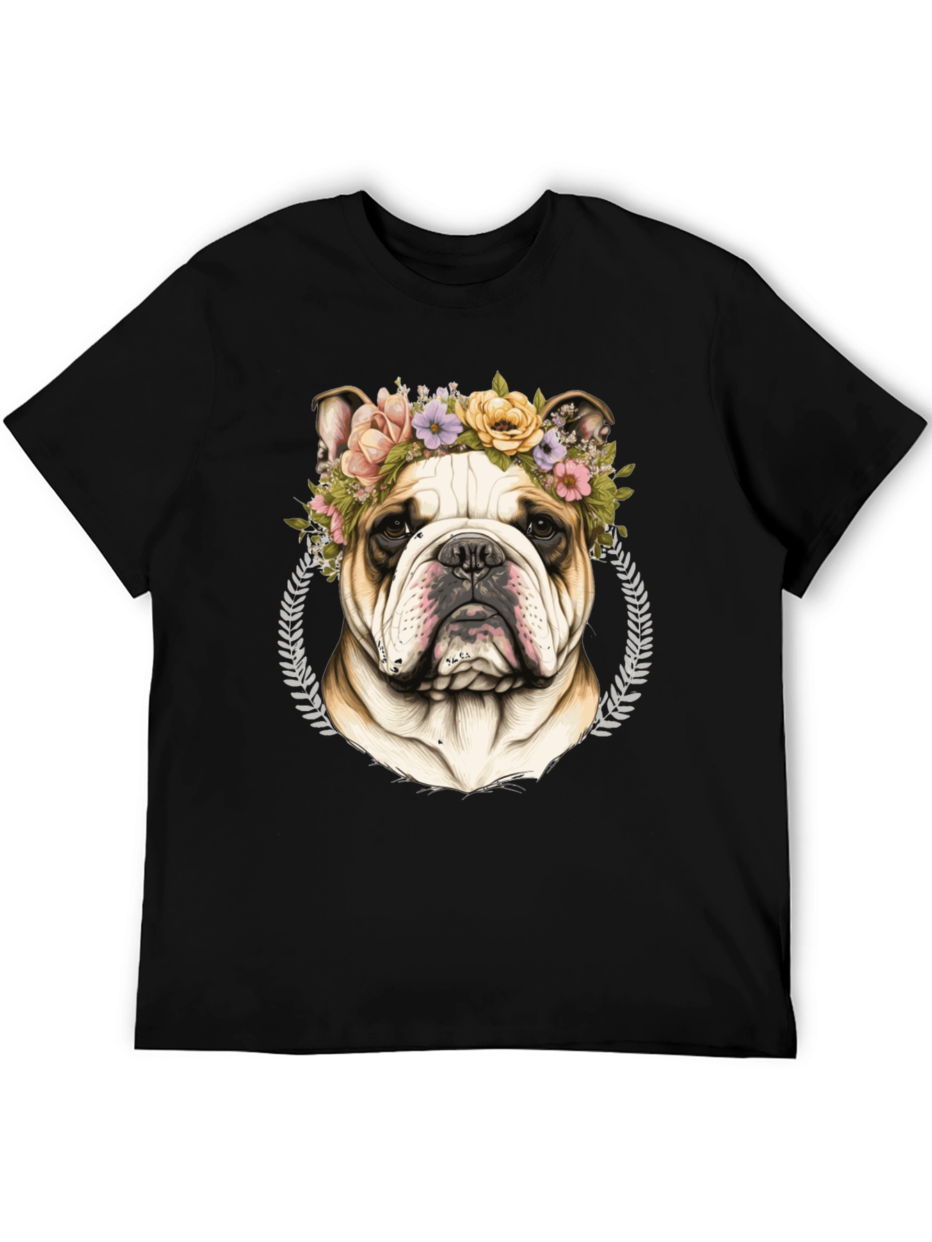 Bulldog Floral Crown Graphic Tee