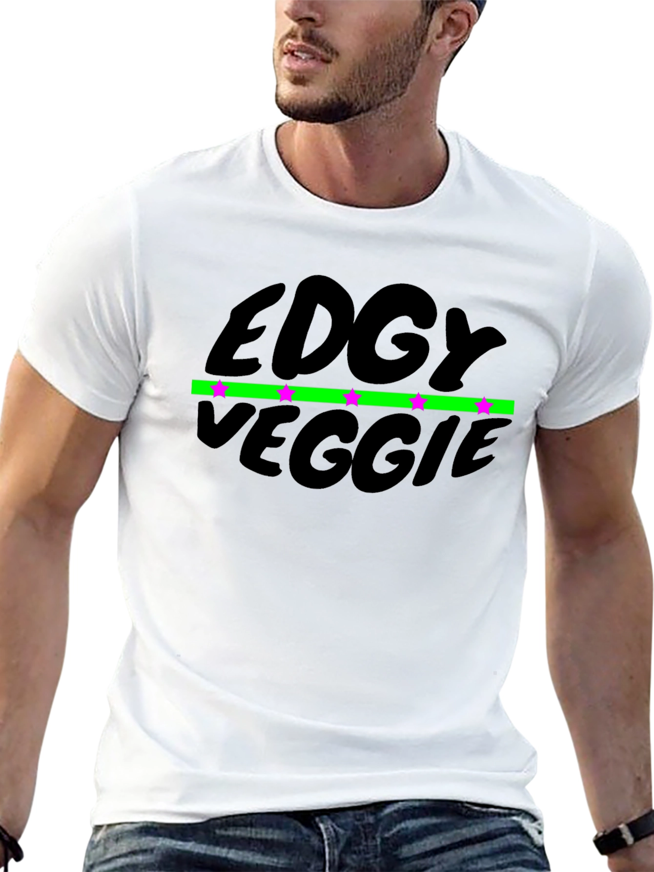 Edgy Veggie Graphic T-Shirt - Black Cotton Blend