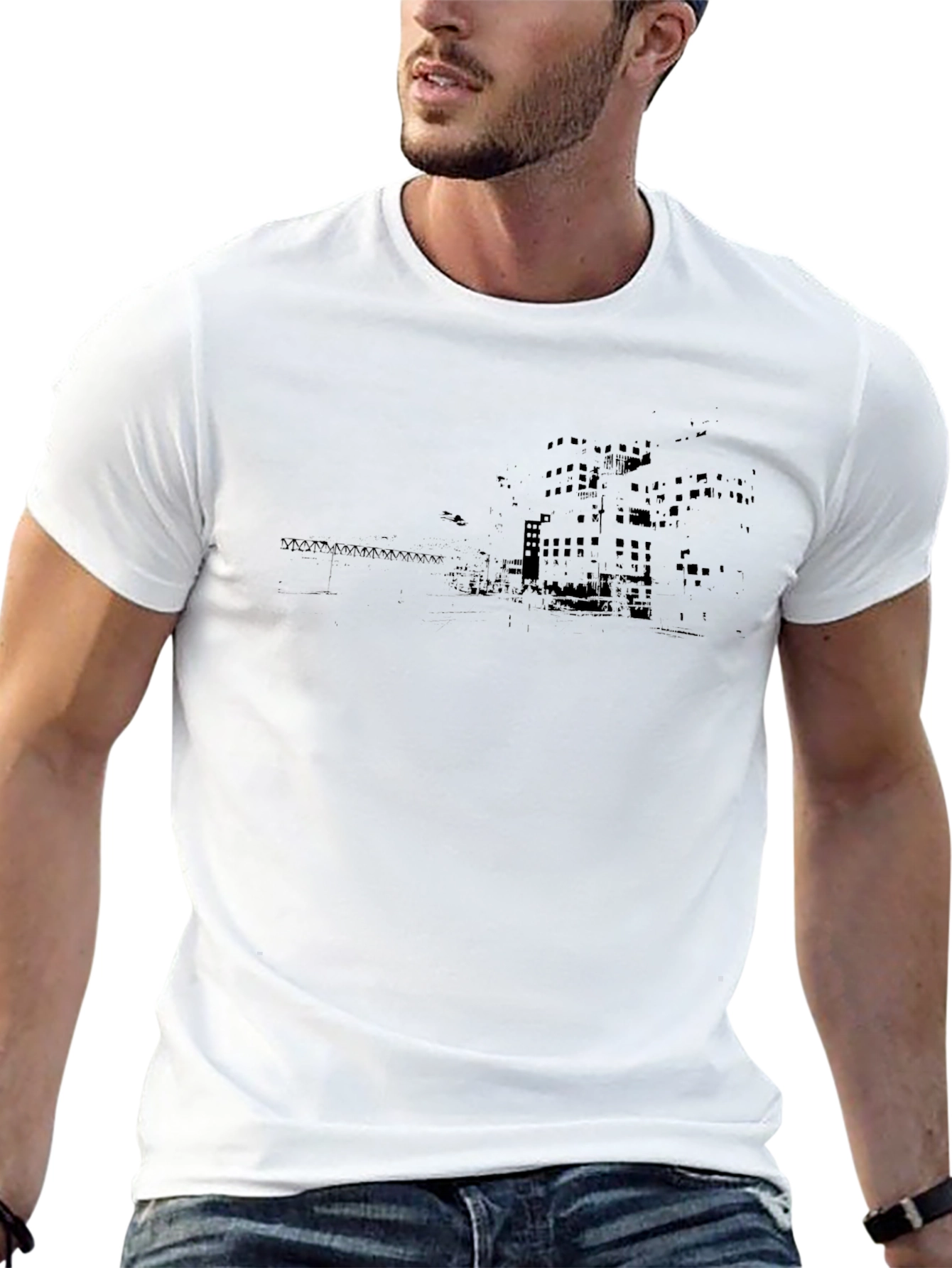 Urban Landscape Graphic Tee - Soft Cotton Crew Neck