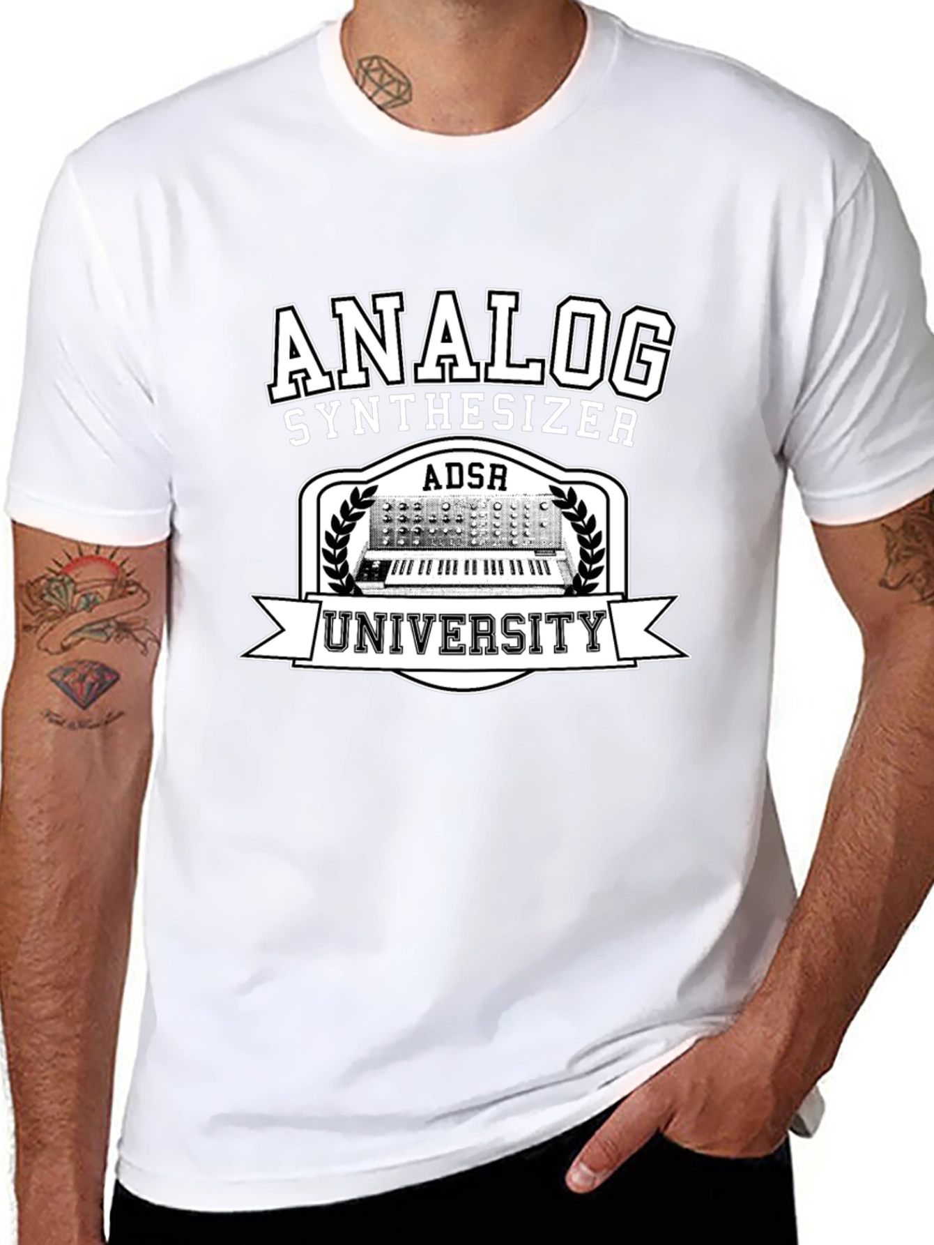 Analog Synthesizer University Black Graphic T-Shirt