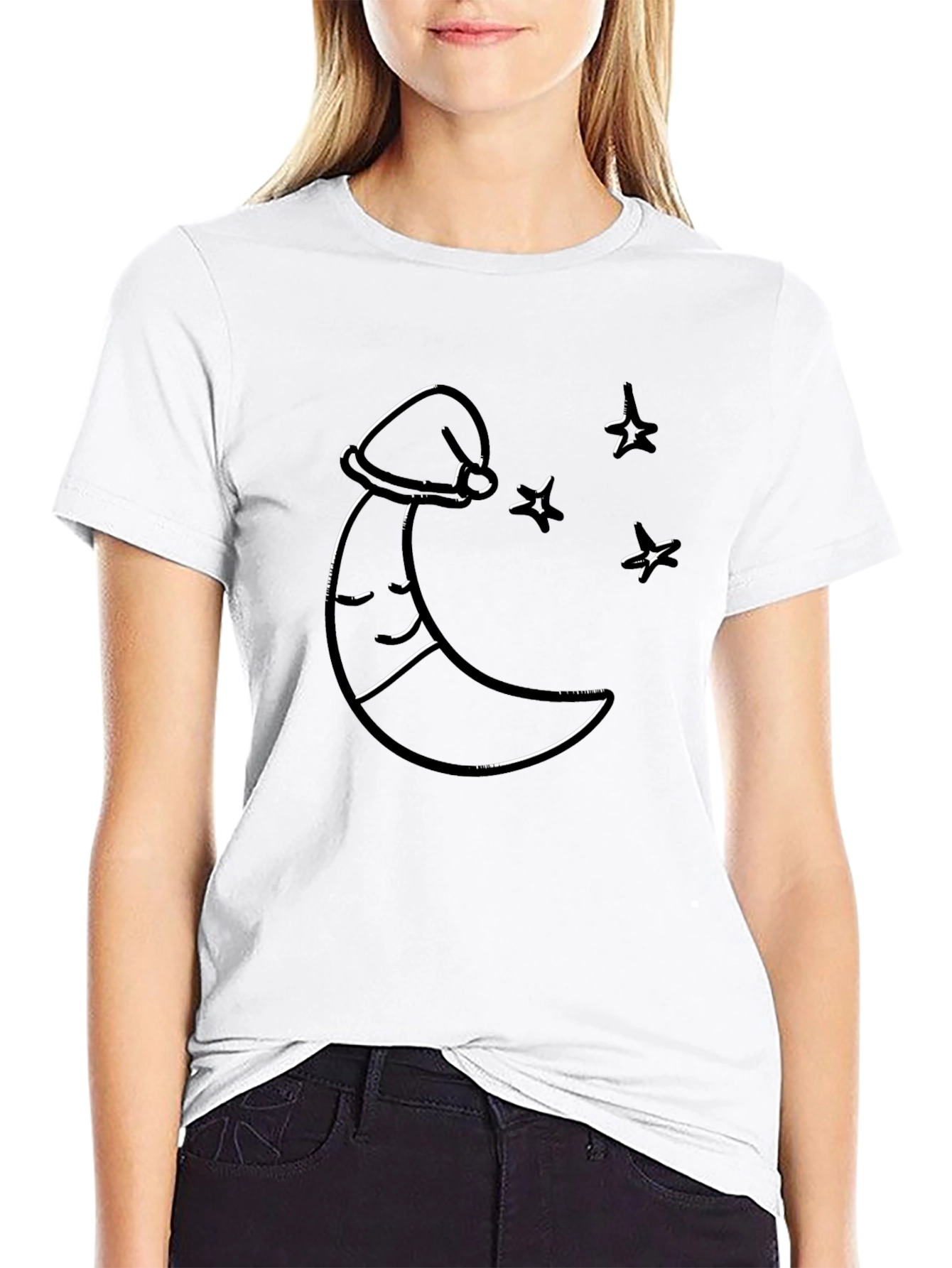 Dreamy Moon & Stars Black T-Shirt