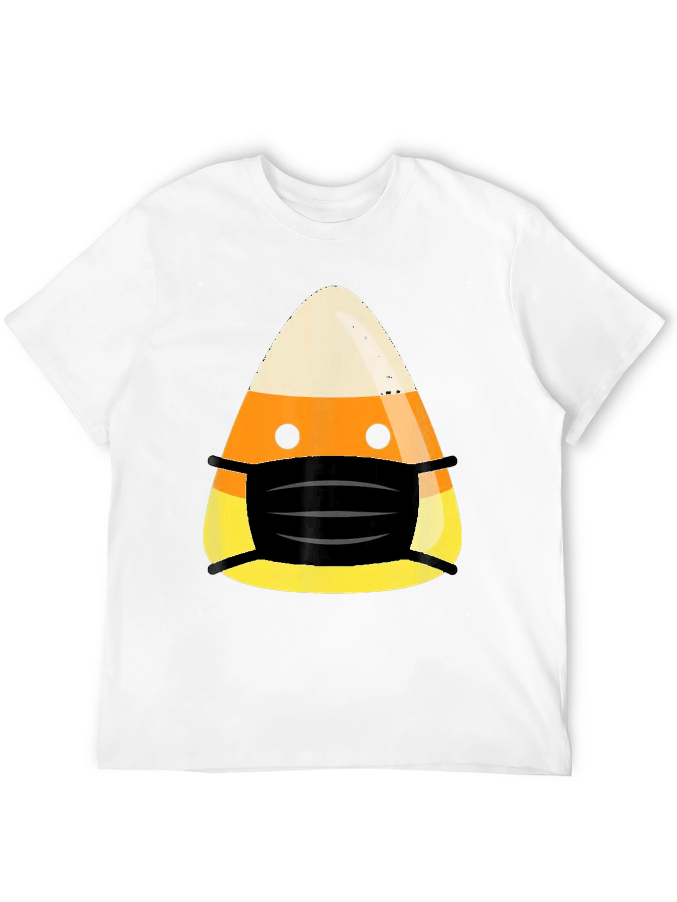 Candy Corn Mask Halloween Black T-Shirt