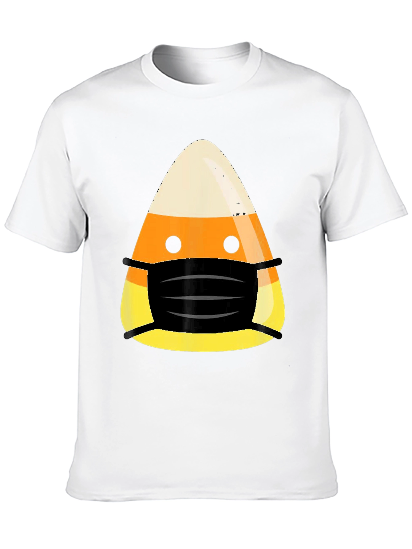 Candy Corn Mask Halloween Black T-Shirt