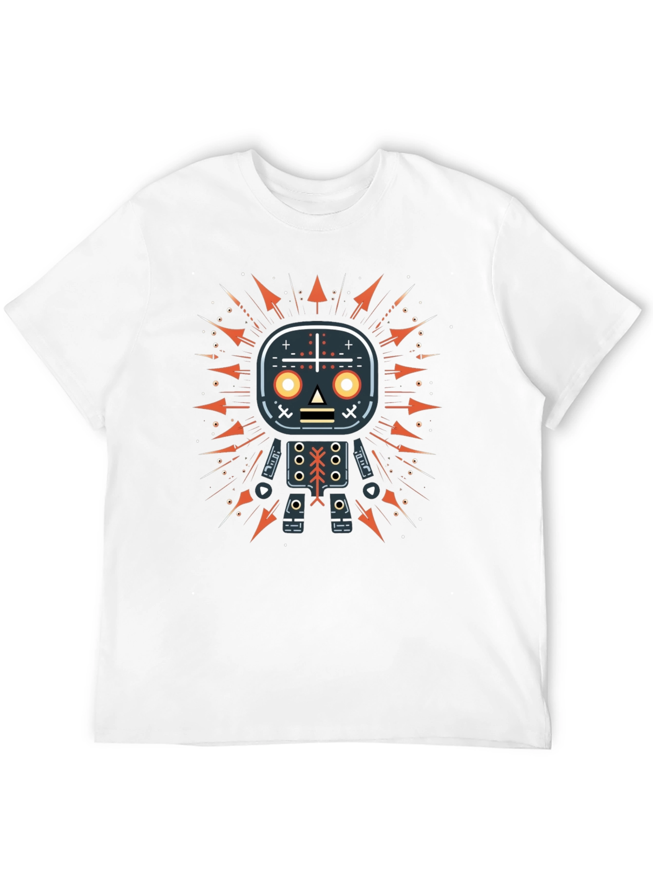 Geometric Robot Graphic Print Black T-Shirt