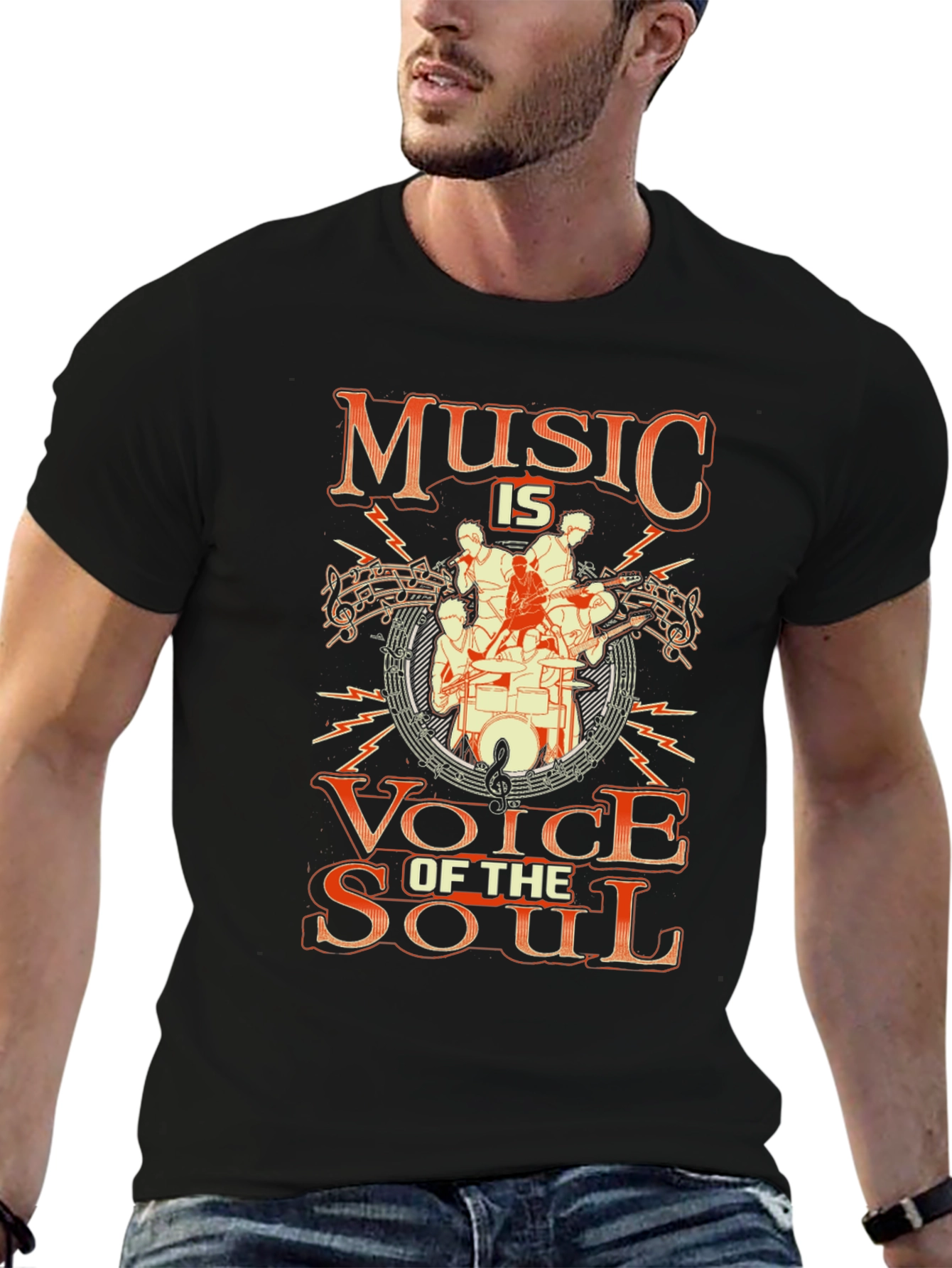 Music is Voice of the Soul Black Graphic Tee
