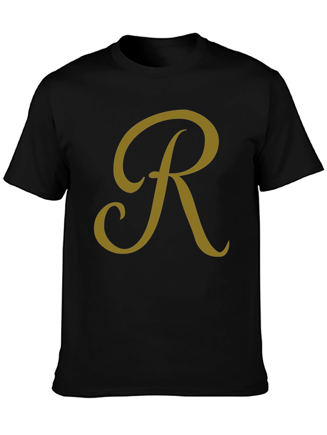 Stylish Black T-Shirt with Gold Letter R