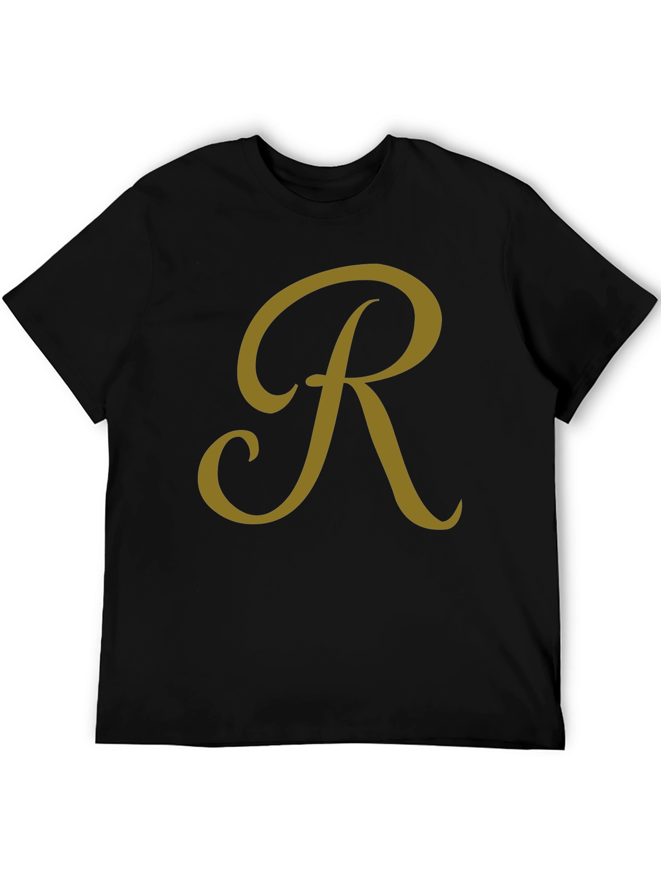 Stylish Black T-Shirt with Gold Letter R