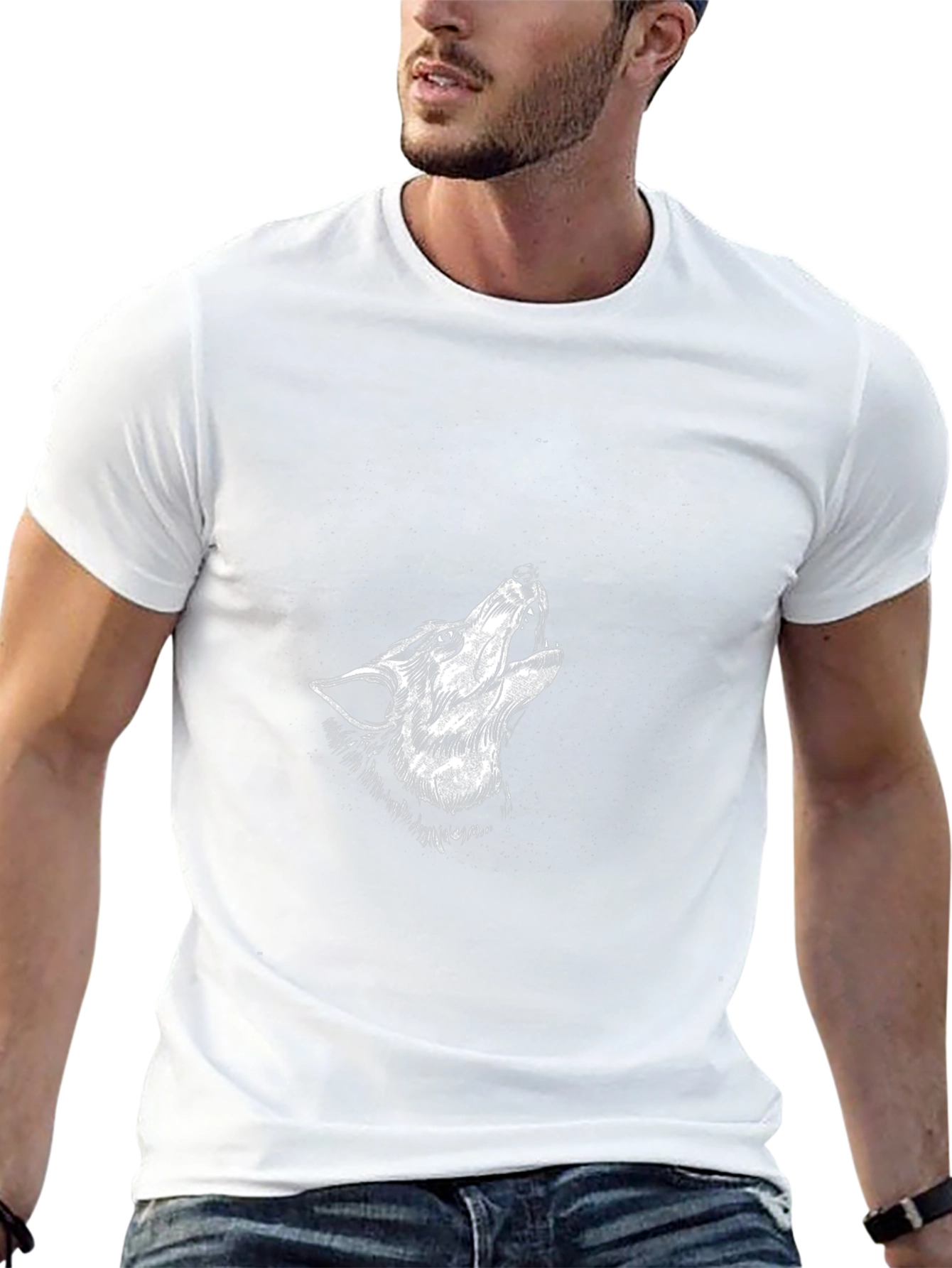 Black Wolf Howl Graphic Tee - Stylish Mens T-Shirt
