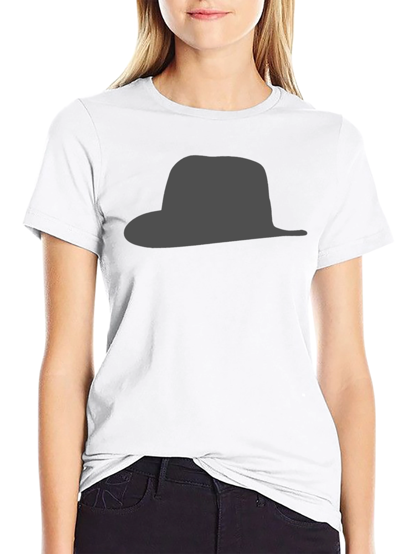 Black Hat Silhouette Graphic Tee - Stylish & Modern