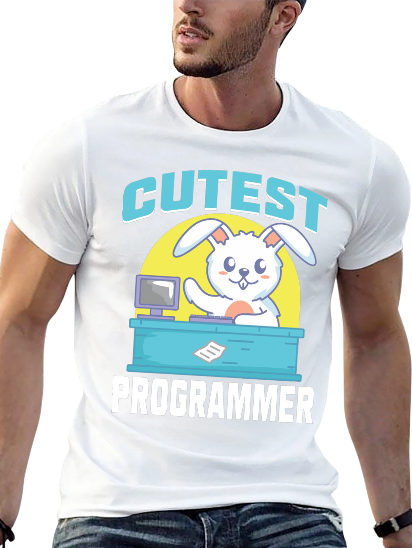 Cutest Programmer Graphic T-Shirt - Bunny Coder Tee