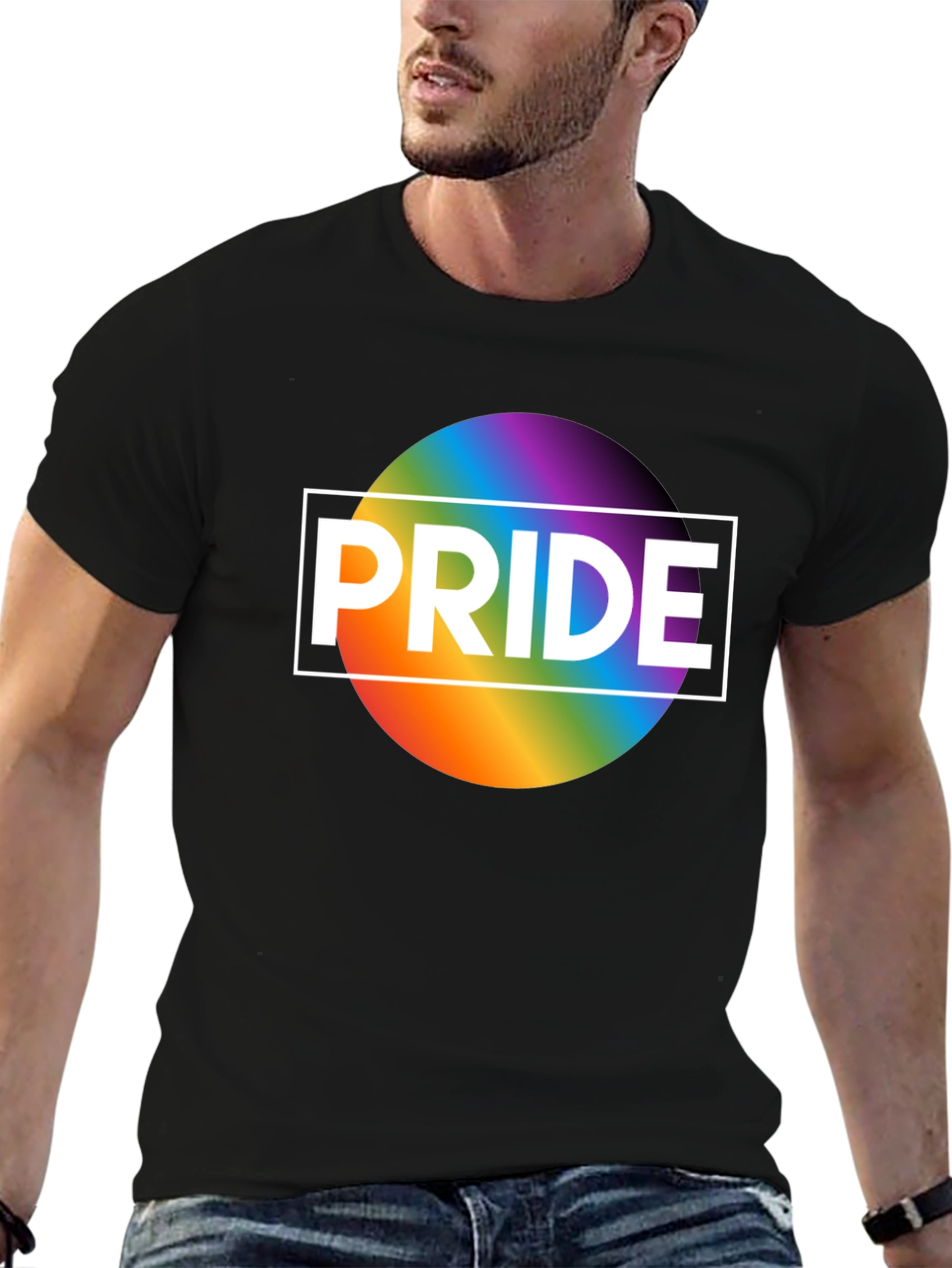 Pride Rainbow Graphic T-Shirt - Black
