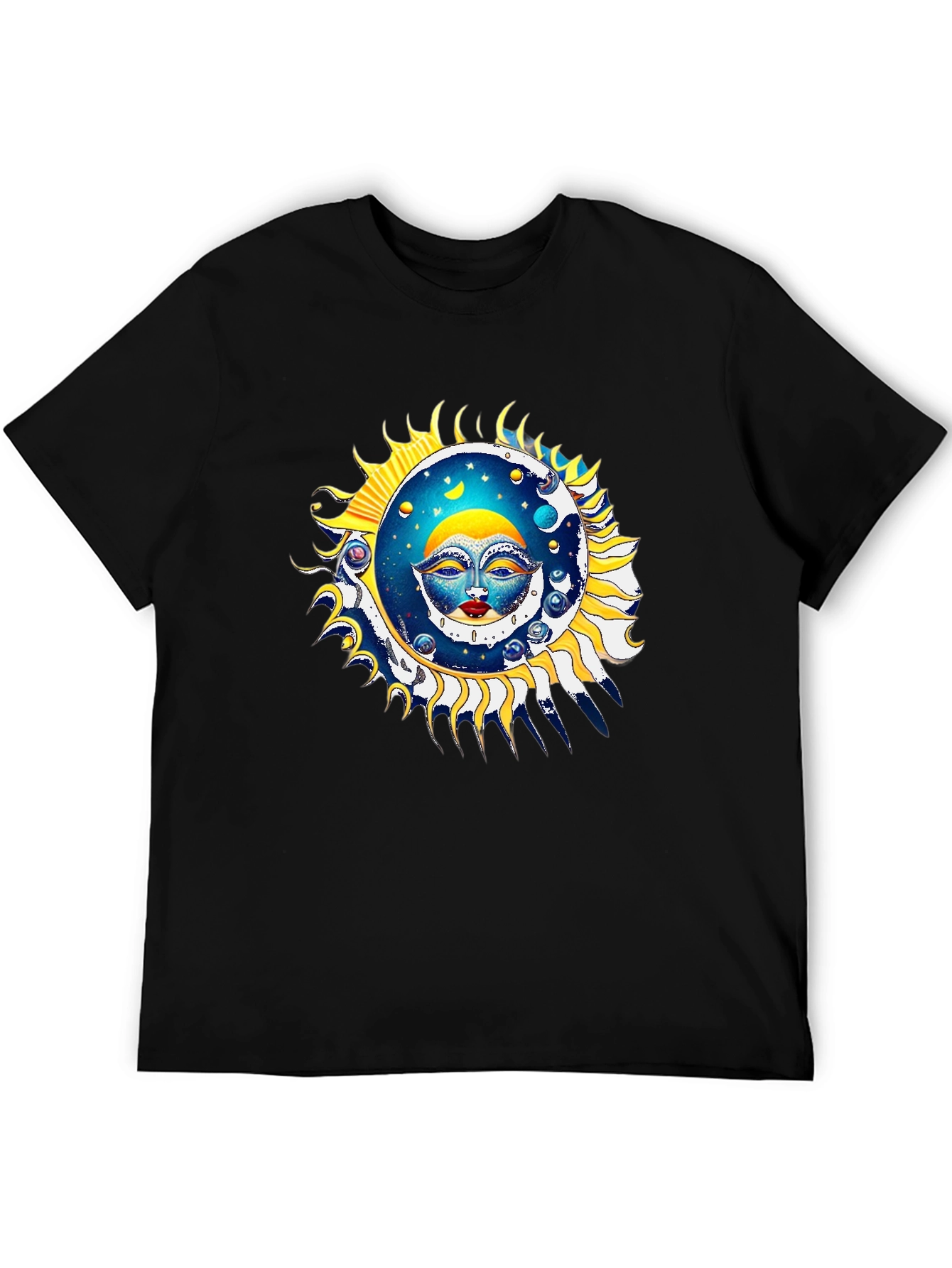 Sun and Moon Graphic Black T-Shirt
