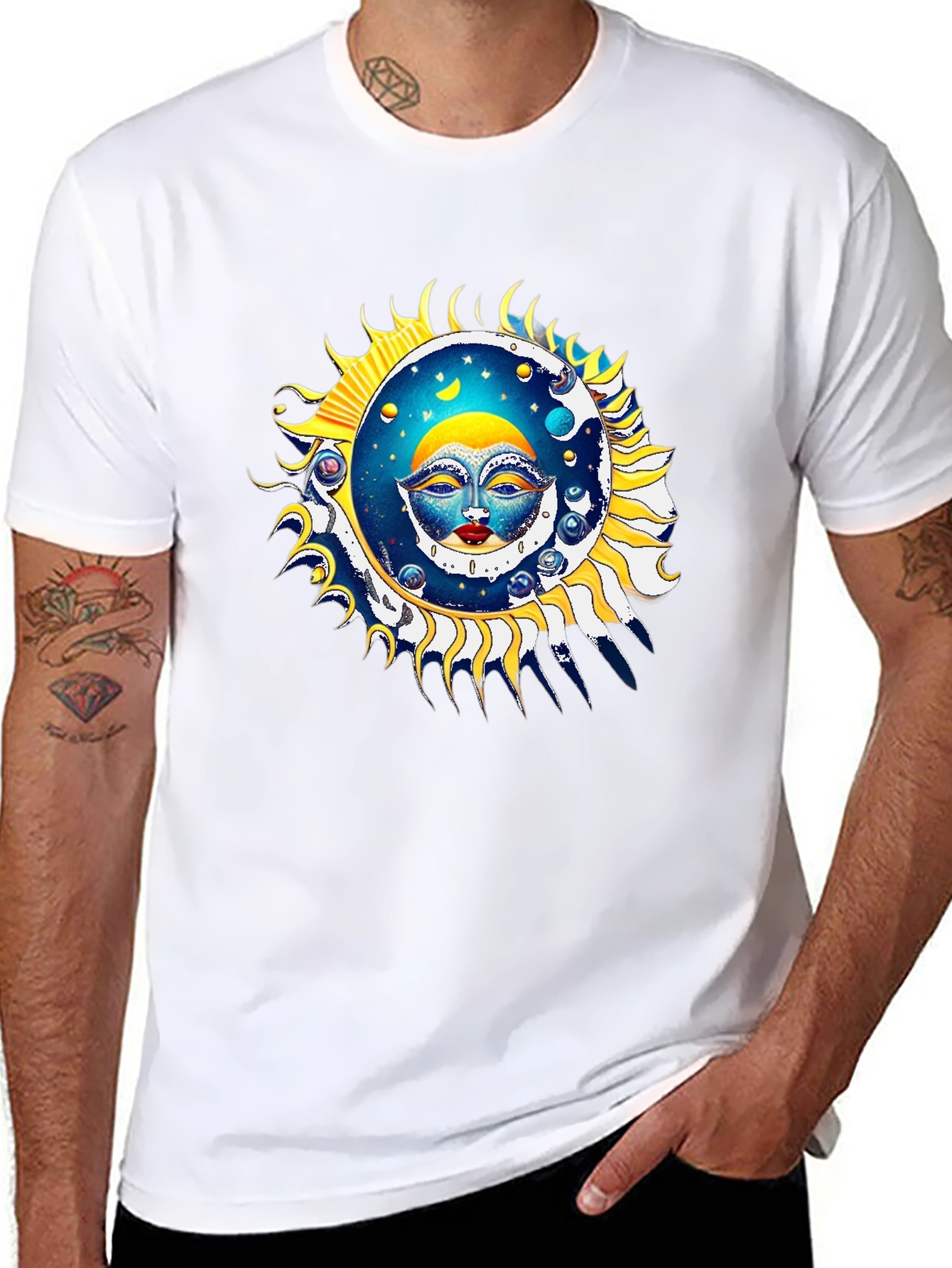 Sun and Moon Graphic Black T-Shirt