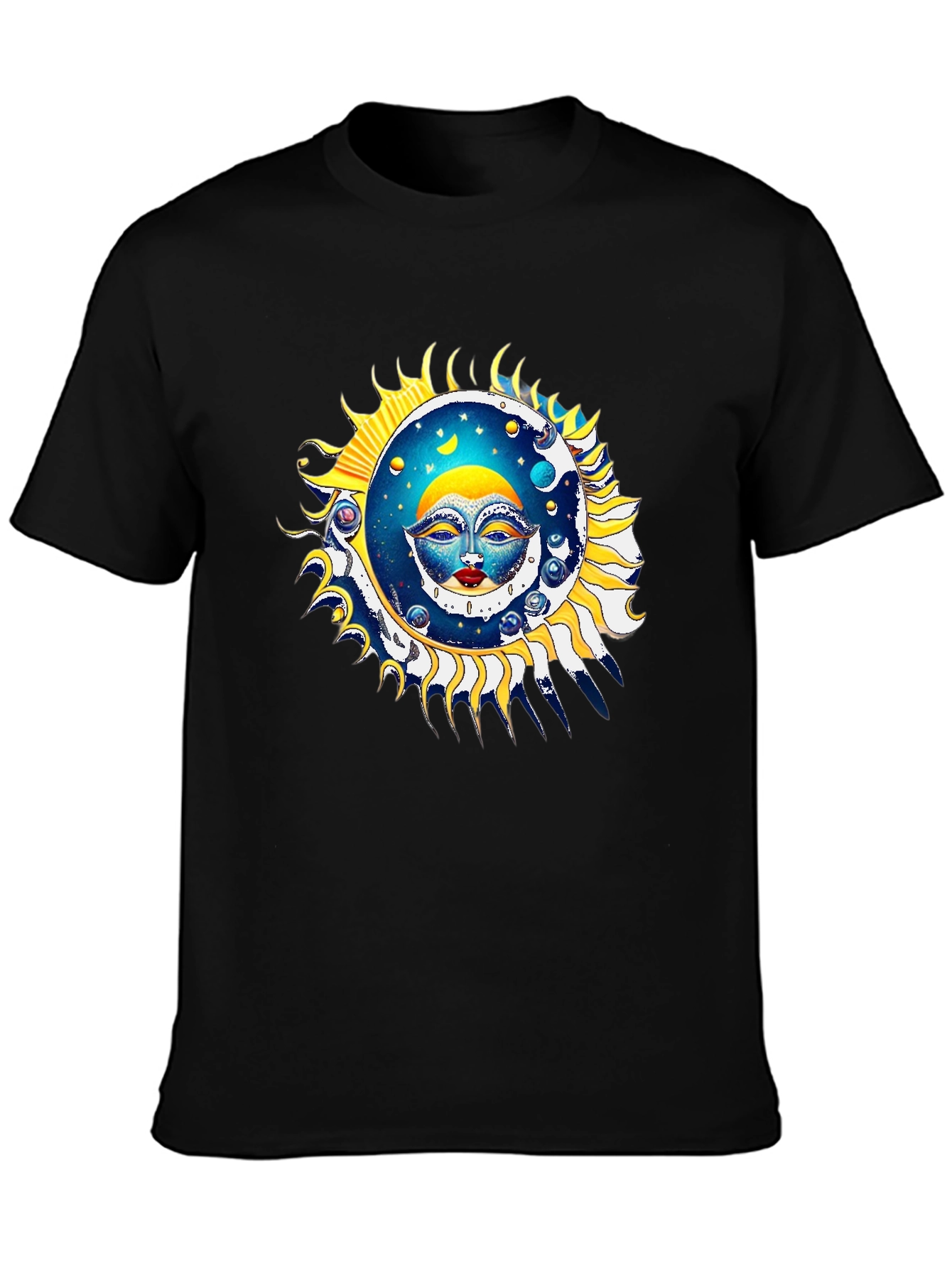 Sun and Moon Graphic Black T-Shirt