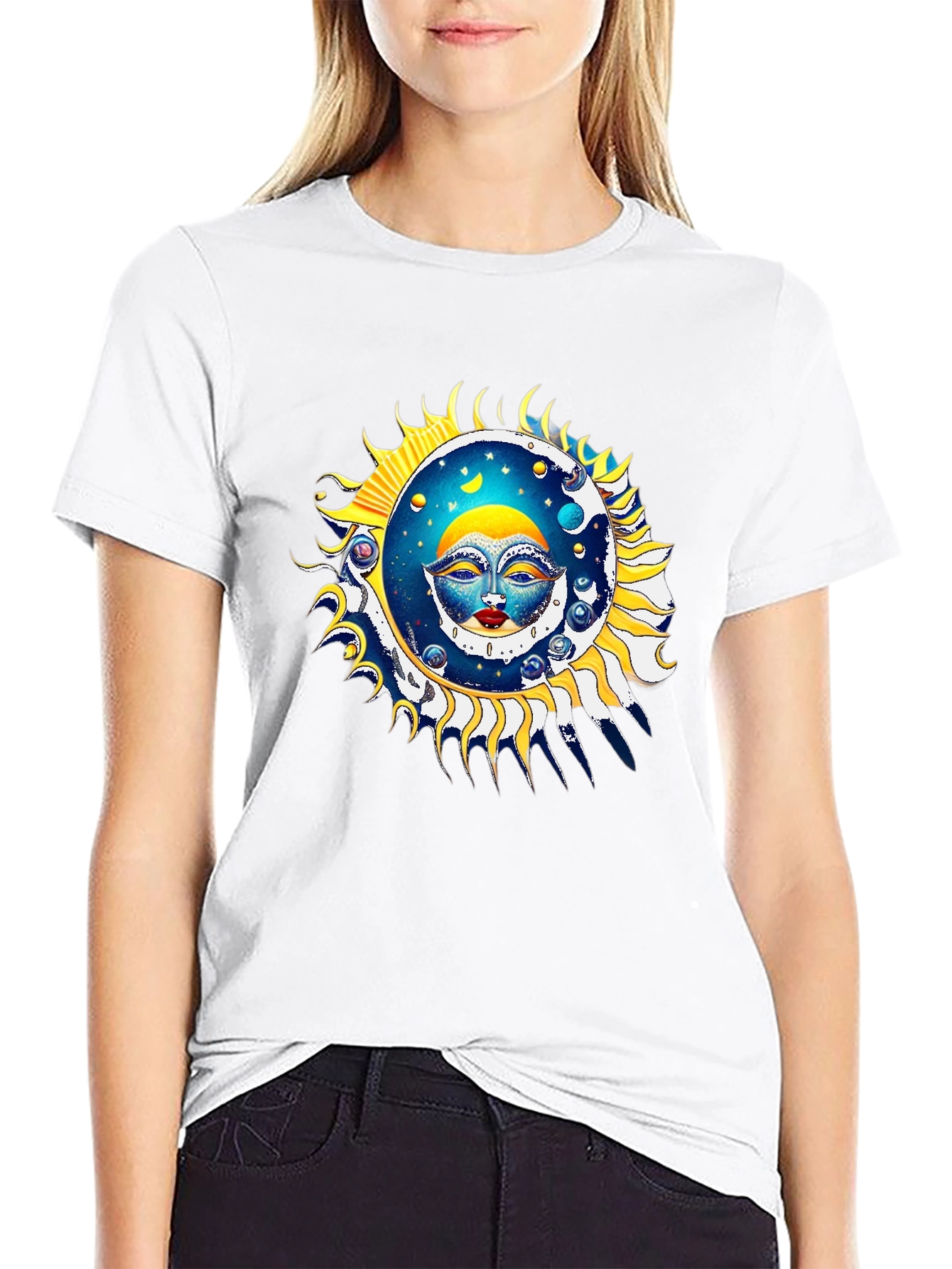 Sun and Moon Graphic Black T-Shirt