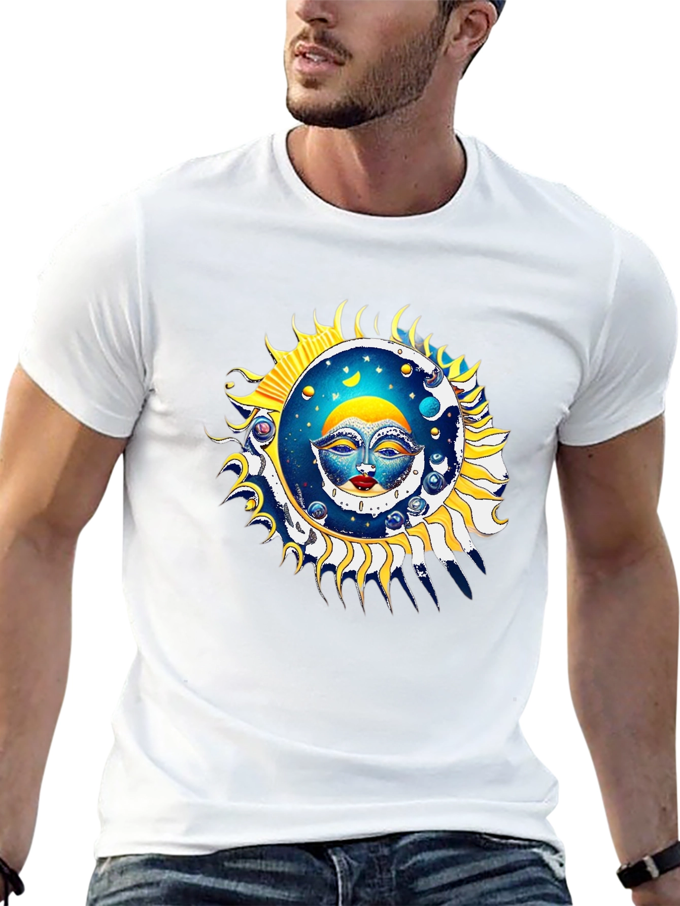 Sun and Moon Graphic Black T-Shirt