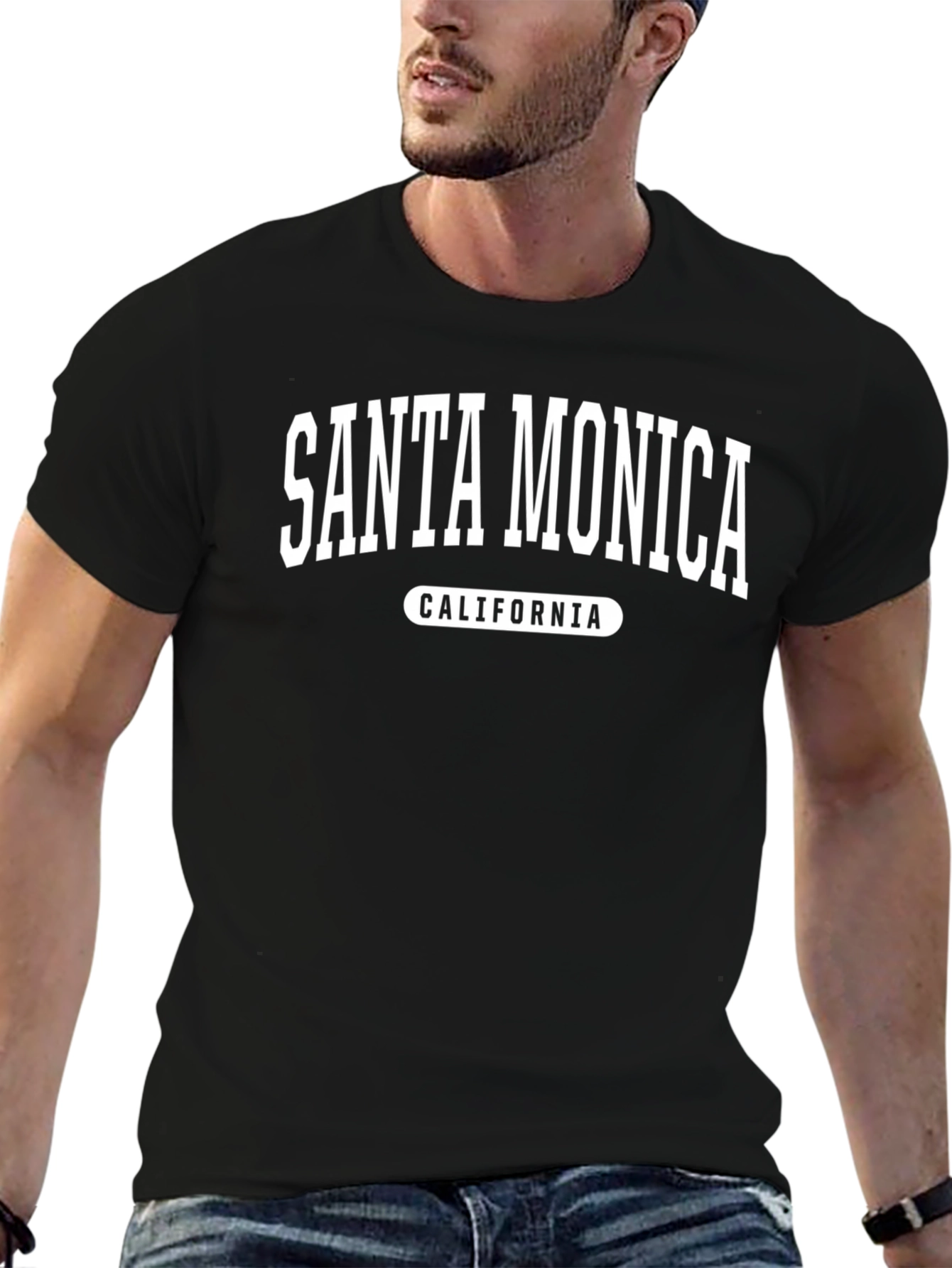 Santa Monica California Black T-Shirt