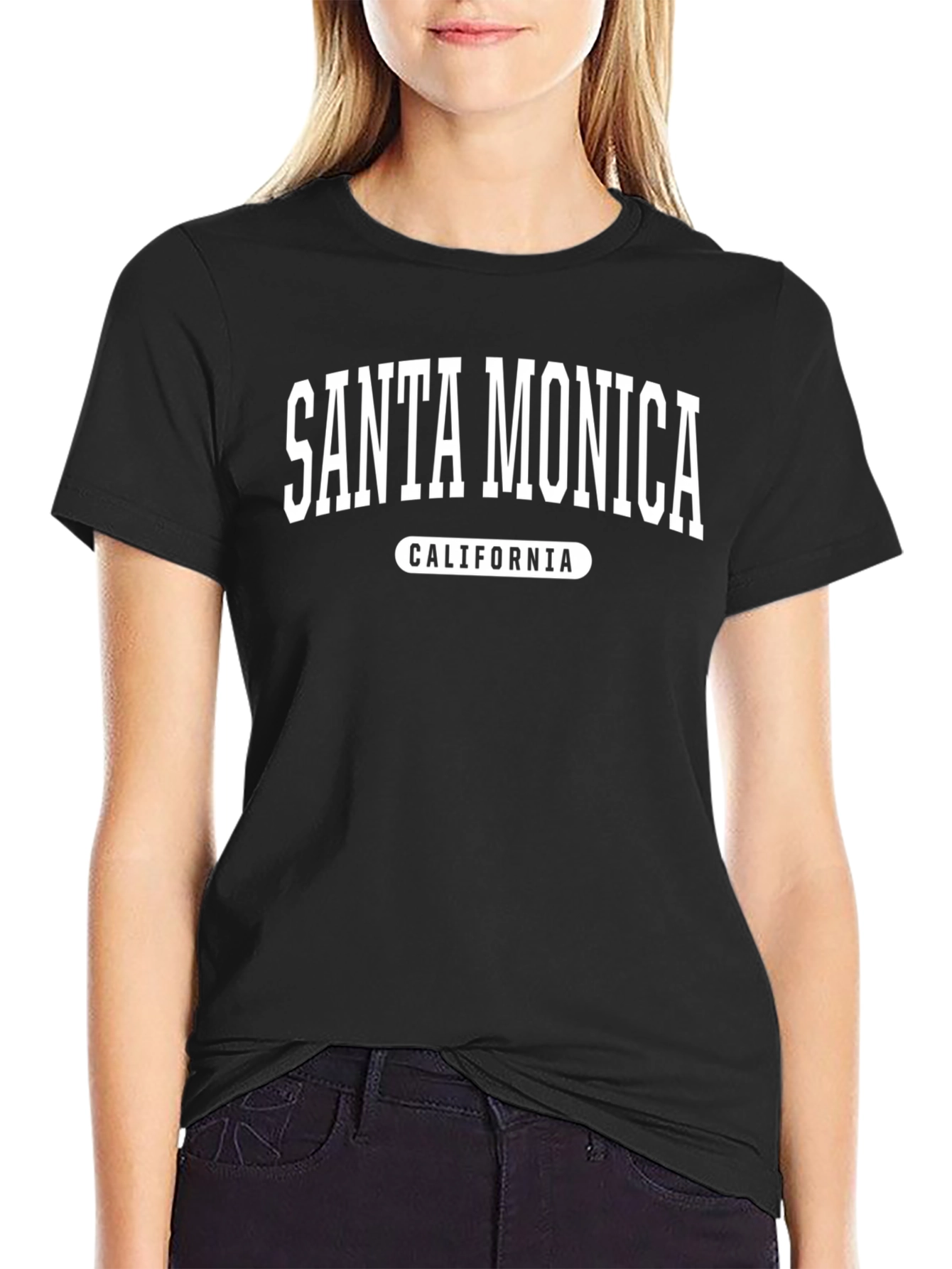 Santa Monica California Black T-Shirt
