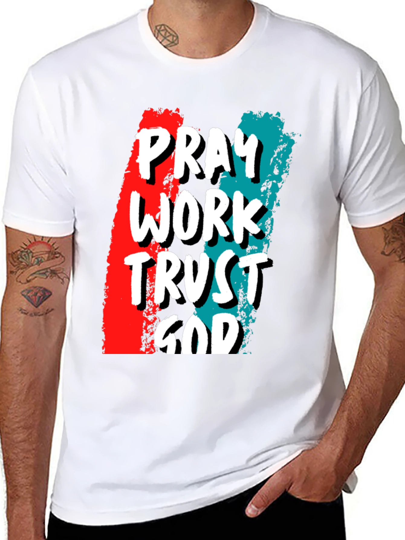 Pray Work Trust God T-Shirt - Christian Apparel