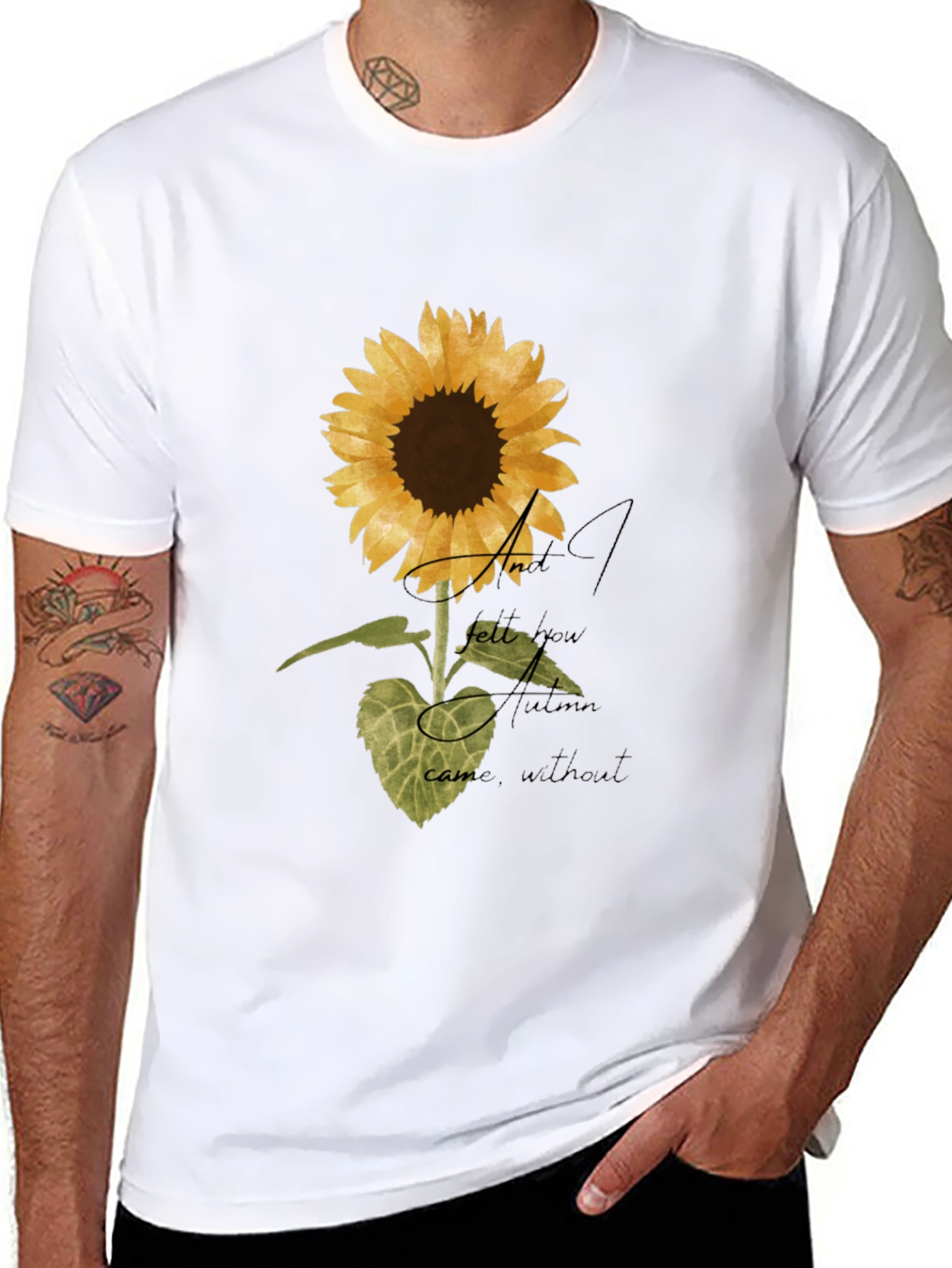 Sunflower Graphic Print Black T-Shirt