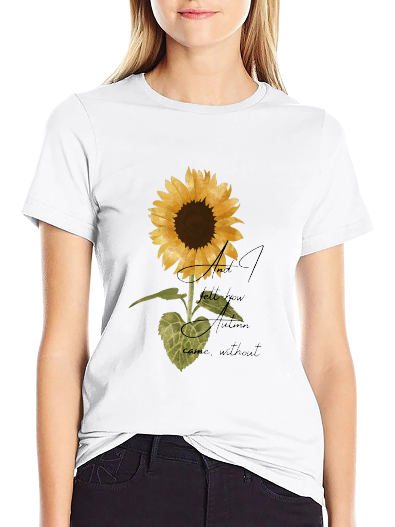 Sunflower Graphic Print Black T-Shirt