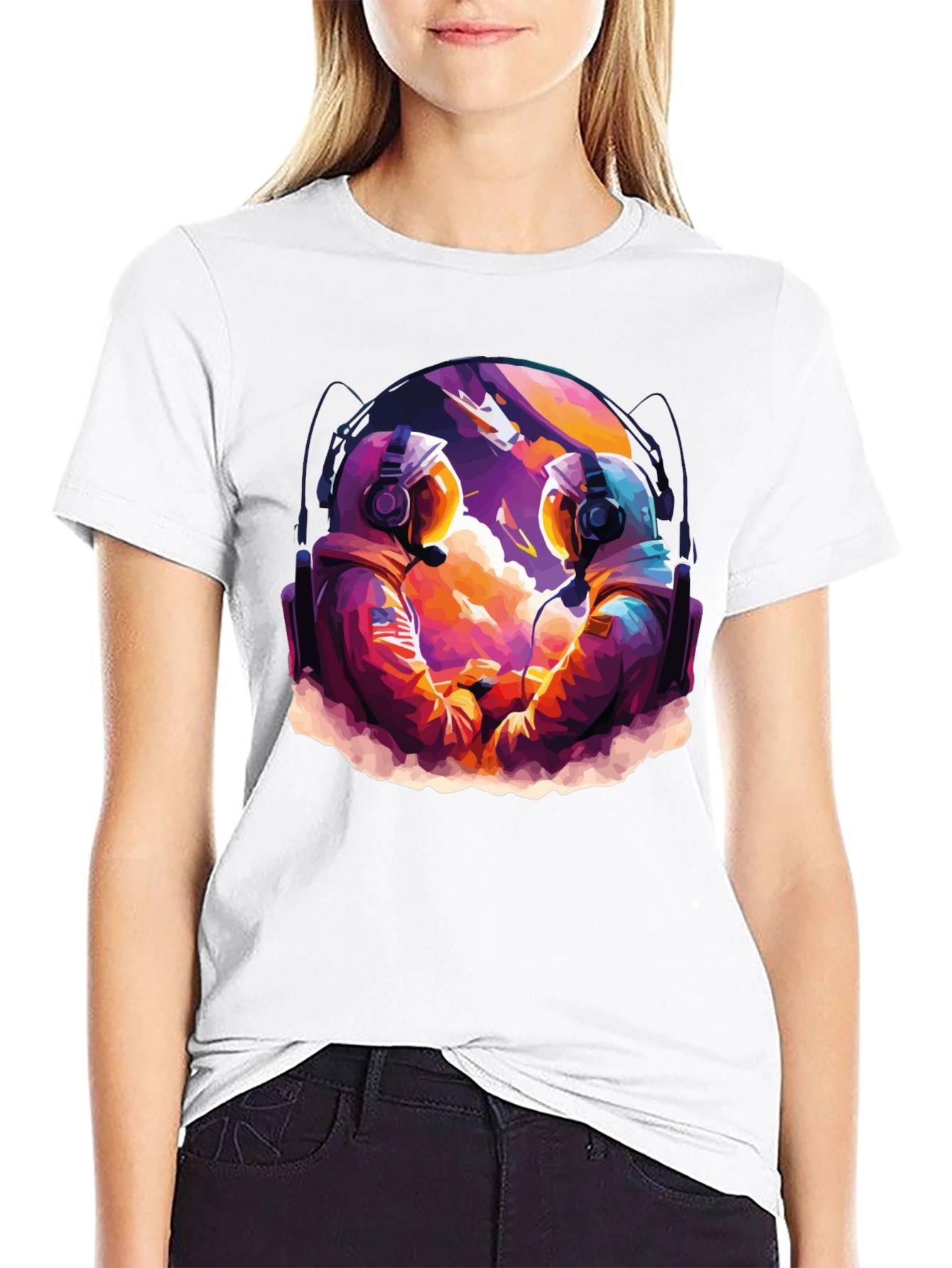 Astronaut Duo Graphic Tee - Space Adventure Design