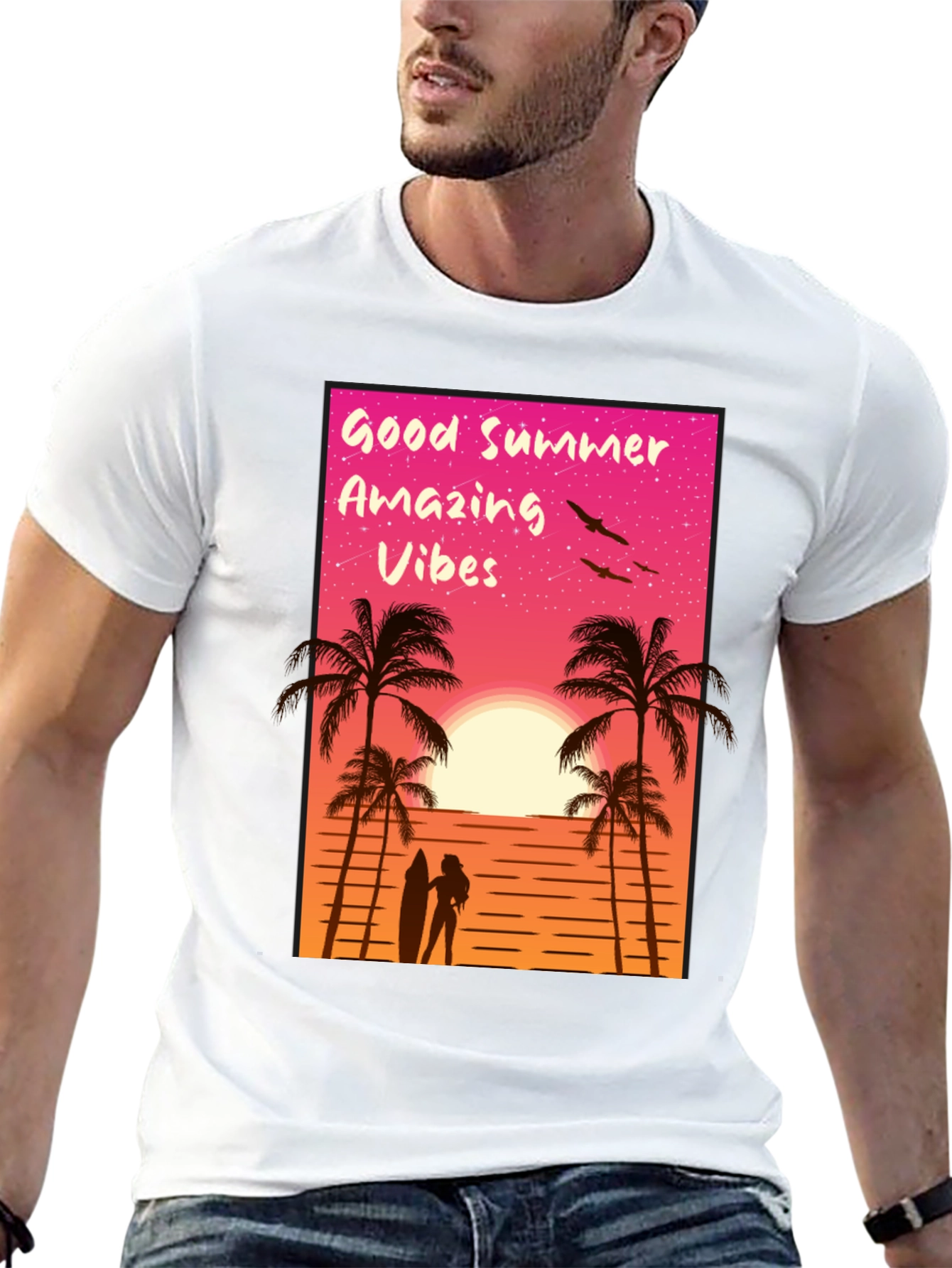 Good Summer Vibes Graphic T-Shirt - Beach Sunset Tee