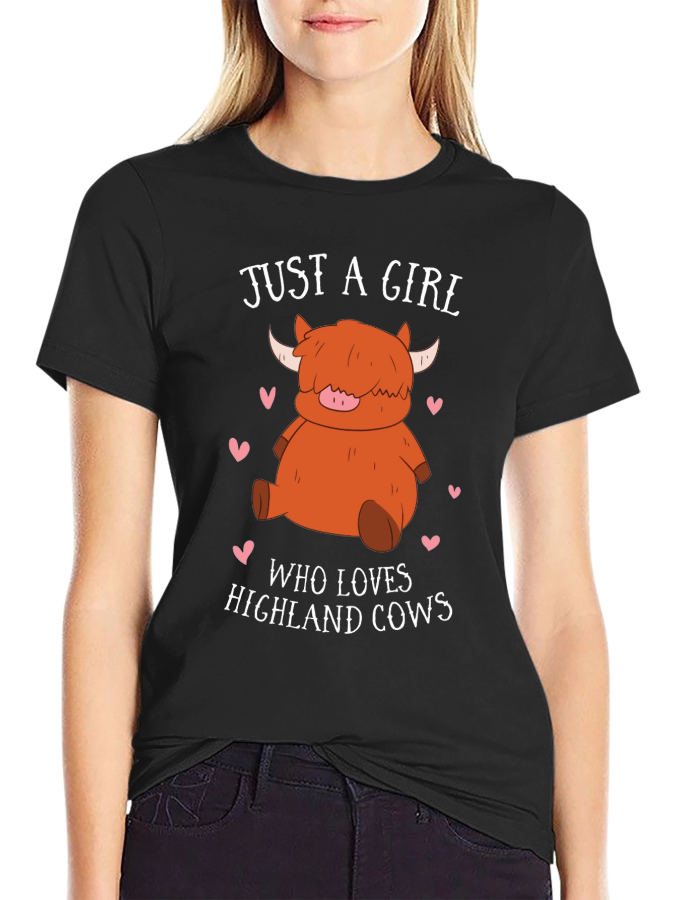 Girl Who Loves Highland Cows Graphic T-Shirt