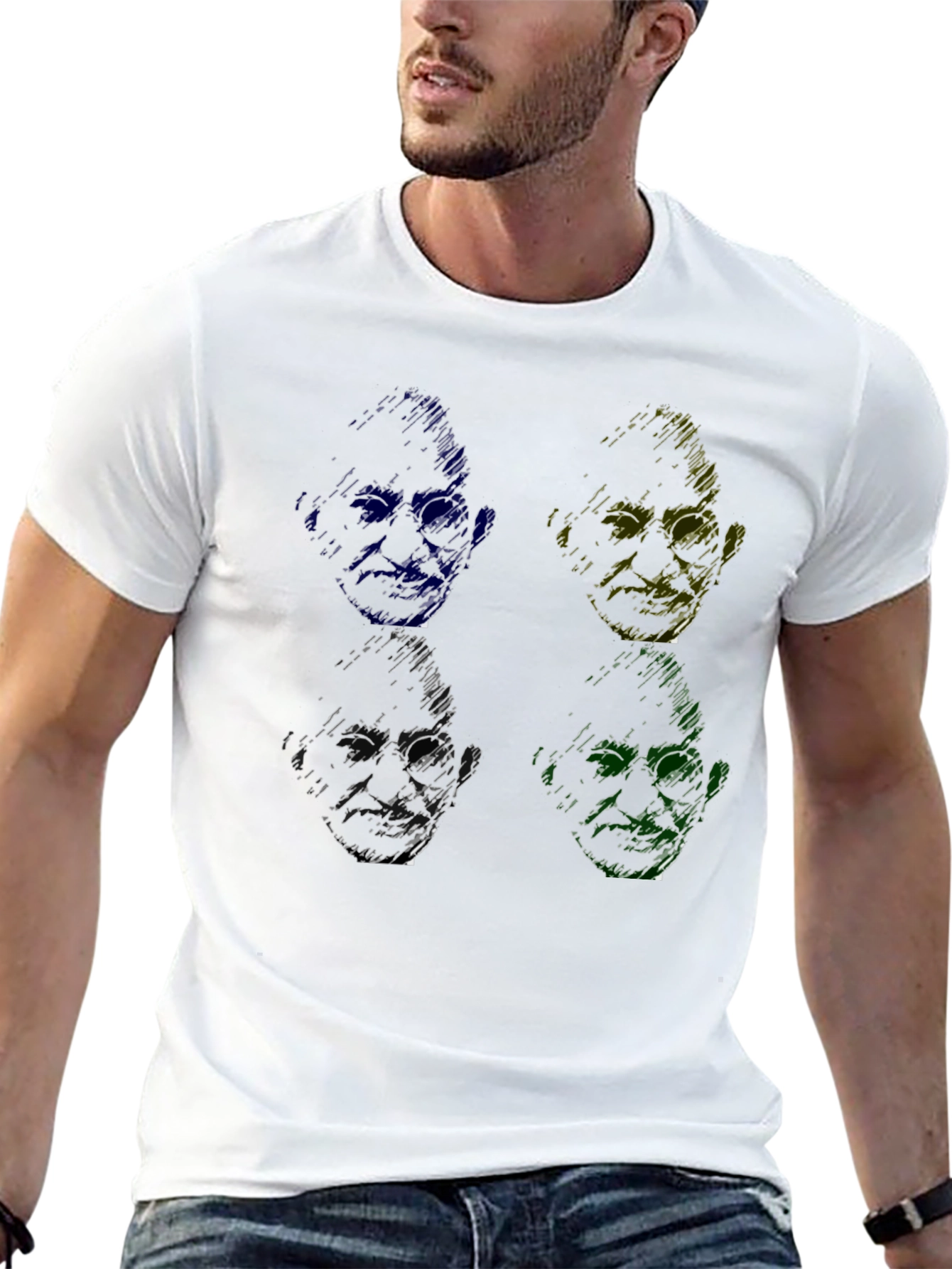 Pop Art Gandhi T-Shirt - Unique Scribble Design