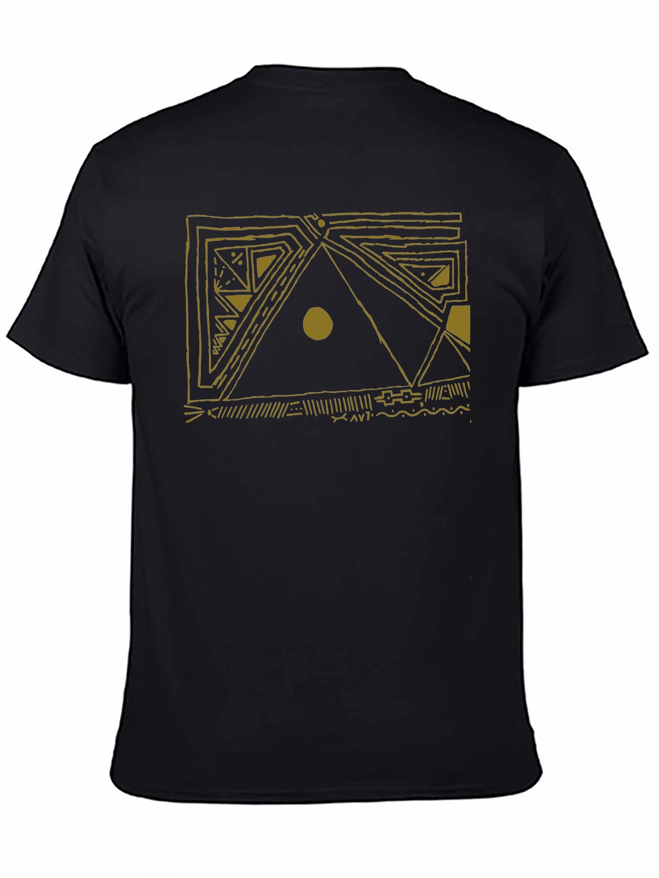 Abstract Geometric Design Black T-Shirt