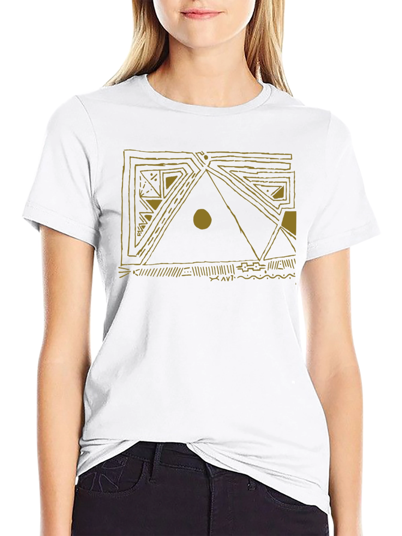 Abstract Geometric Design Black T-Shirt