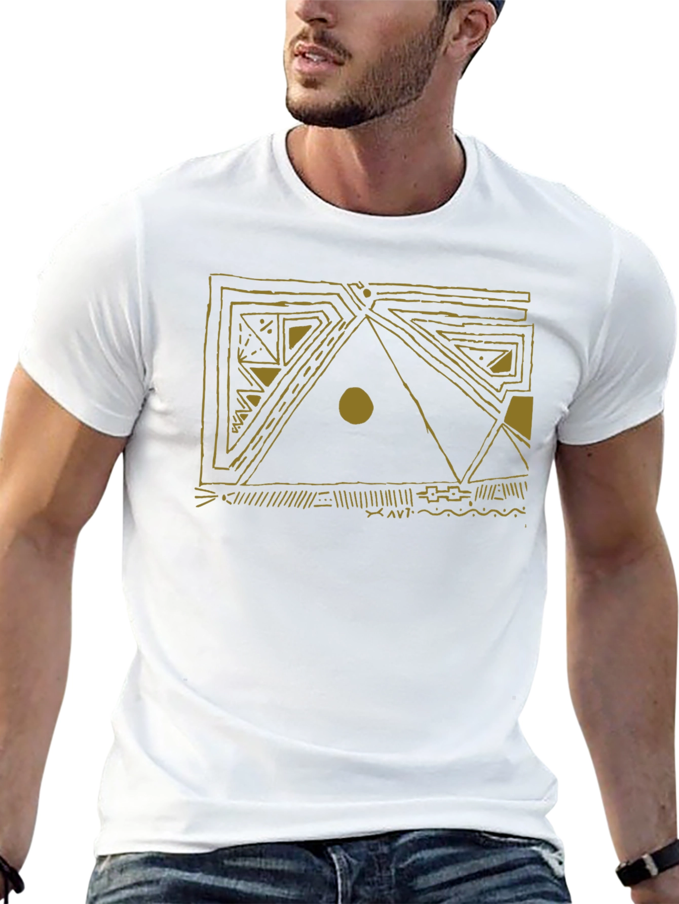 Abstract Geometric Design Black T-Shirt