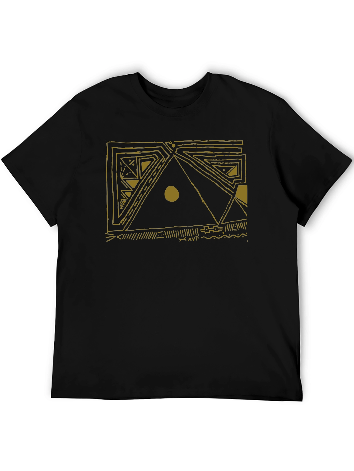 Abstract Geometric Design Black T-Shirt