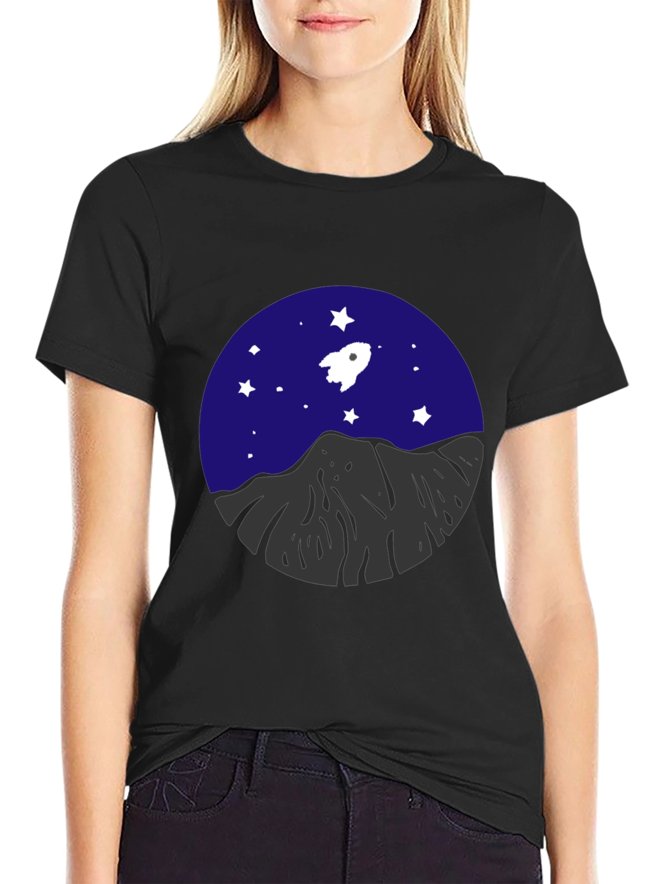 Rocket & Mountain Graphic Tee - Space Adventure Shirt