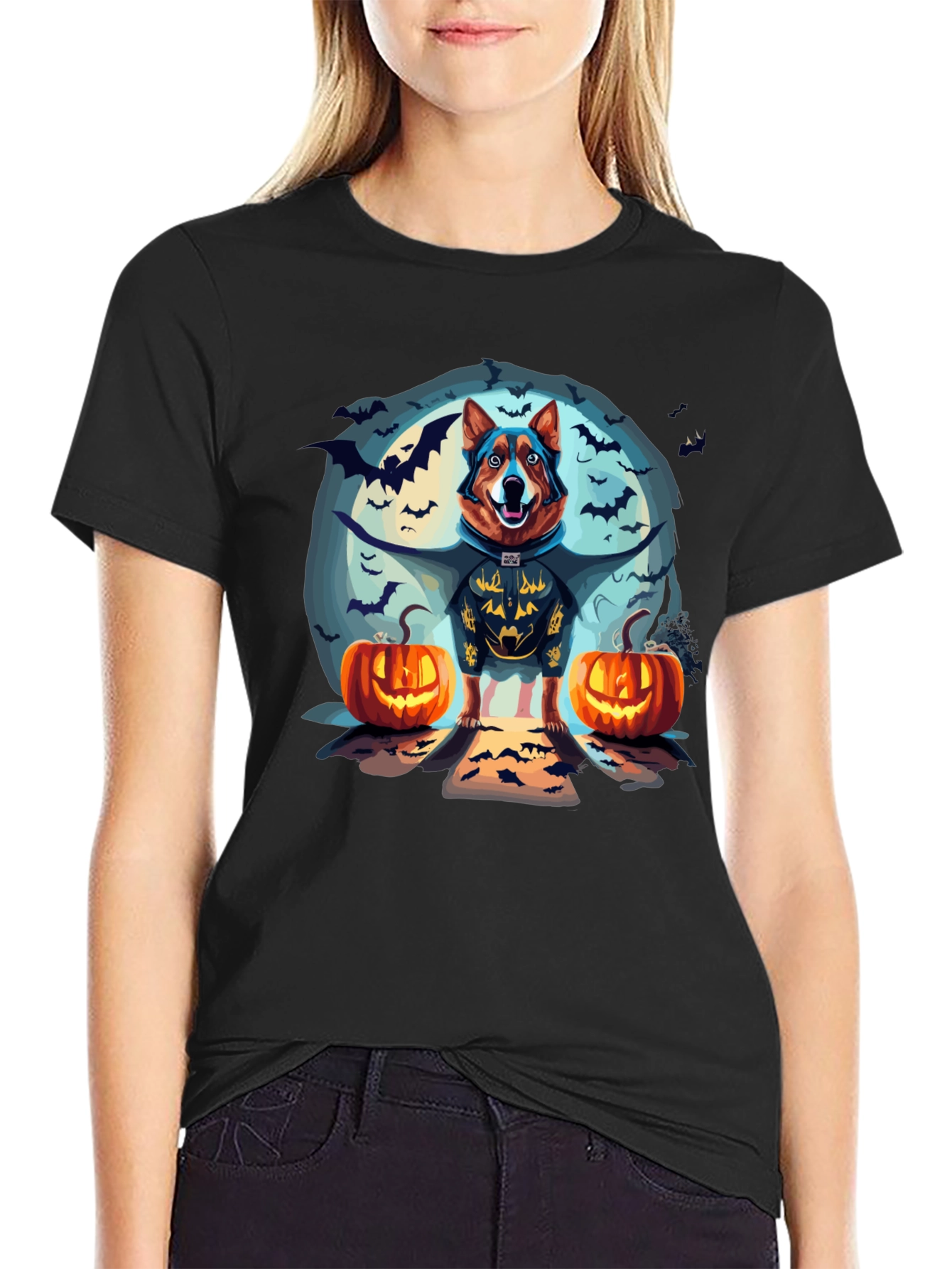 Halloween Dog Graphic T-Shirt