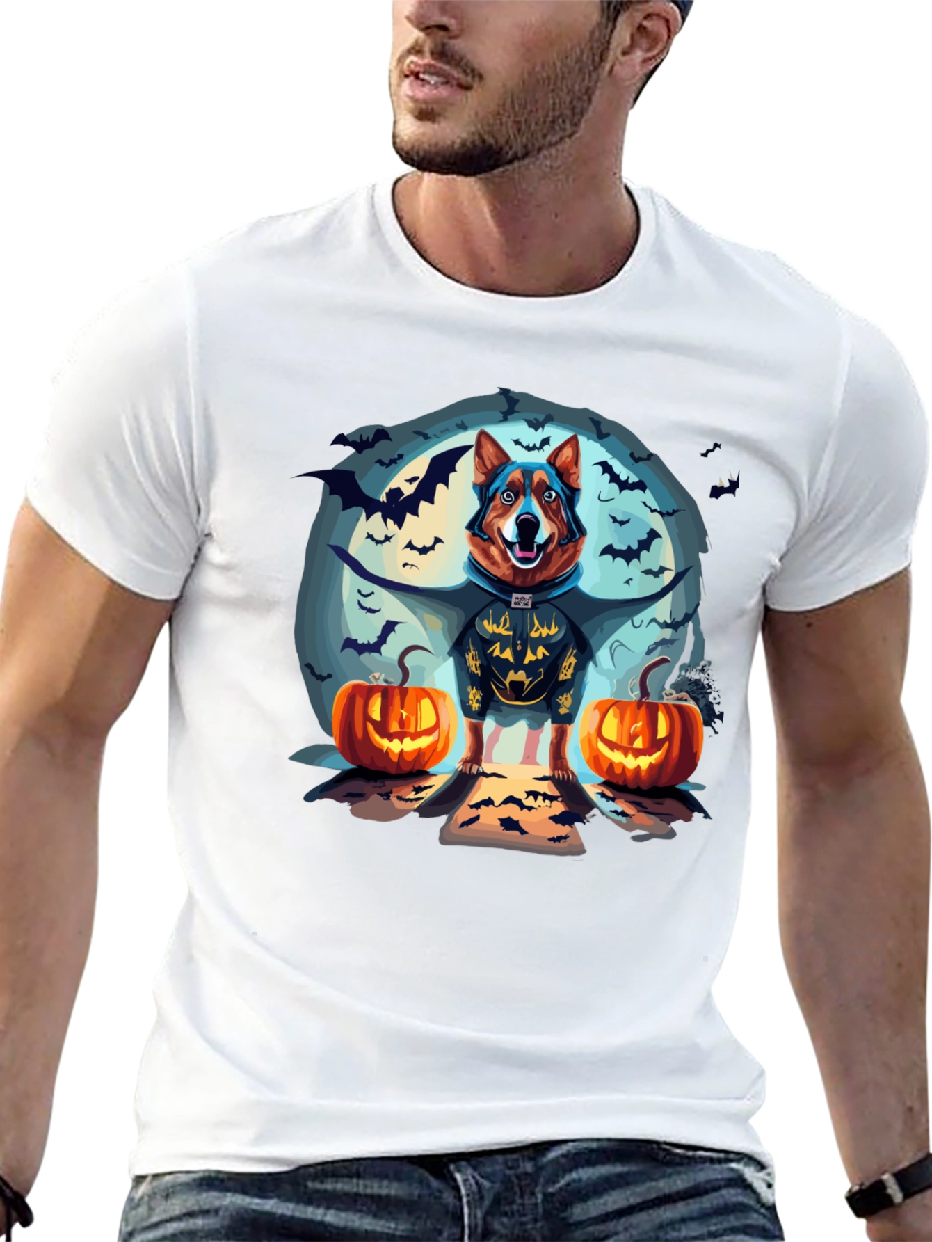 Halloween Dog Graphic T-Shirt