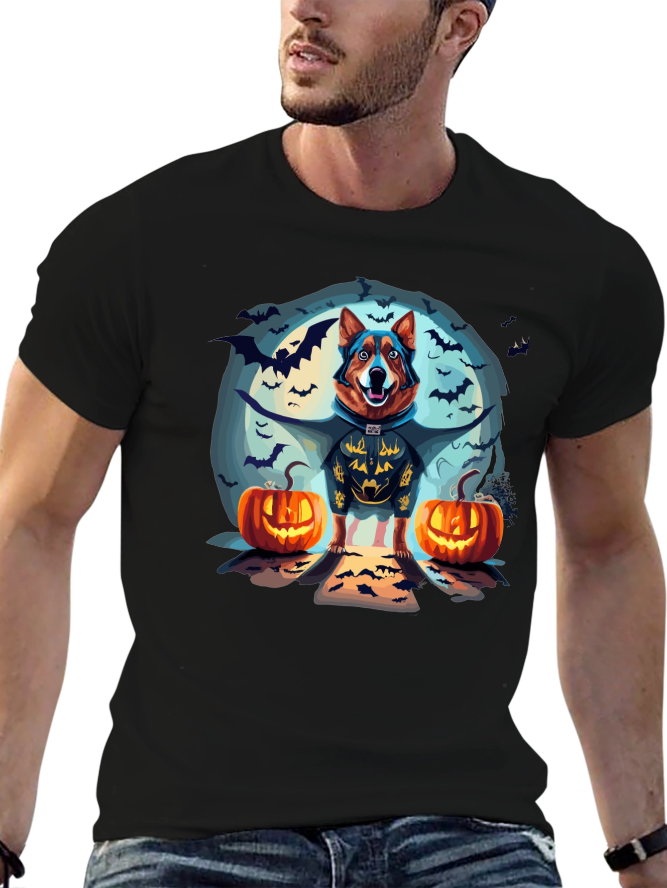 Halloween Dog Graphic T-Shirt