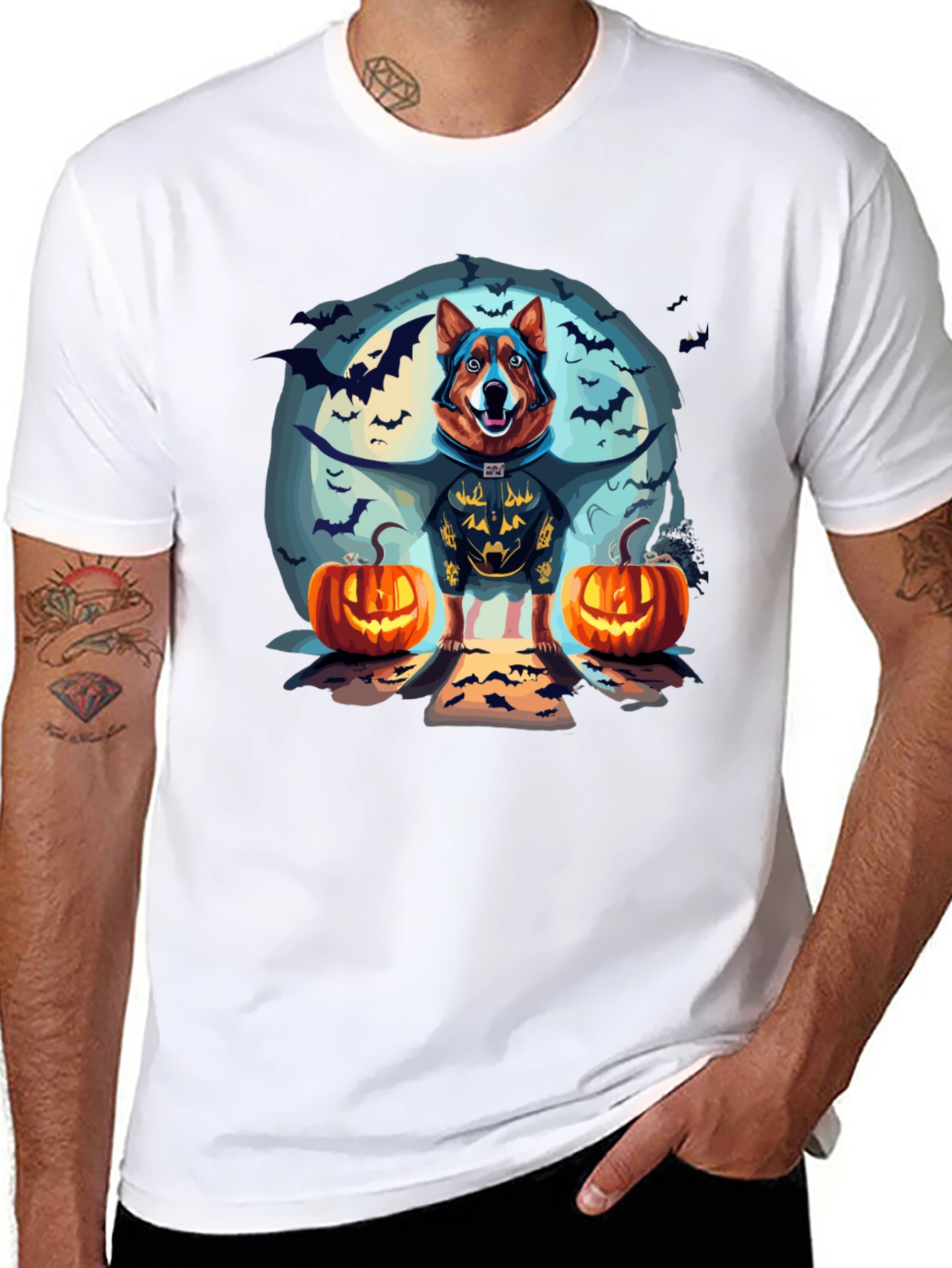 Halloween Dog Graphic T-Shirt