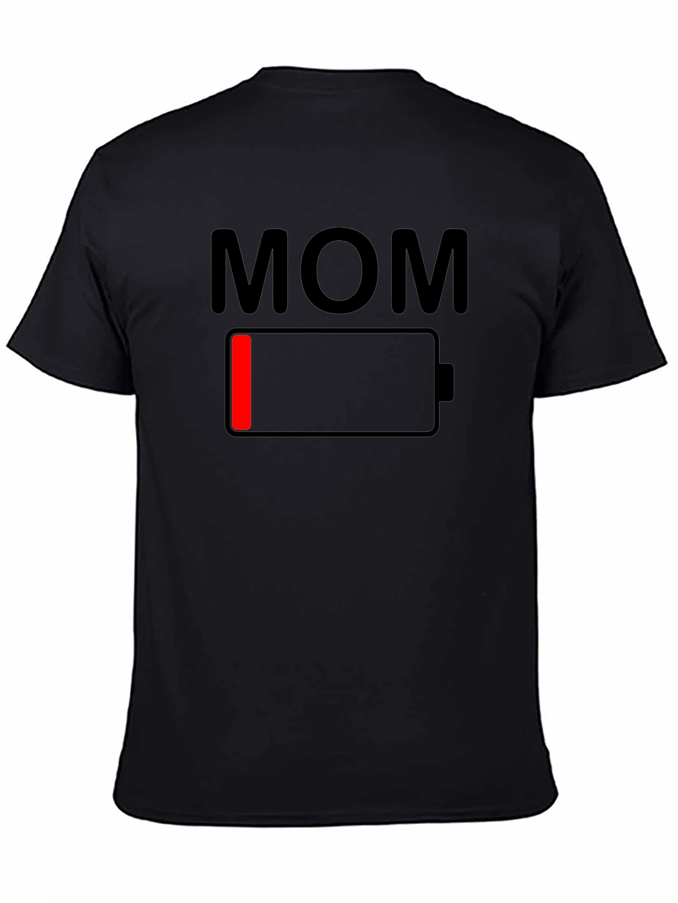 Mom Low Battery Graphic Tee - Black Cotton T-Shirt