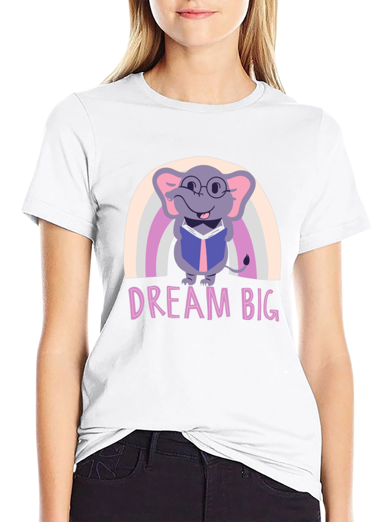 Dream Big Elephant Rainbow Graphic Tee