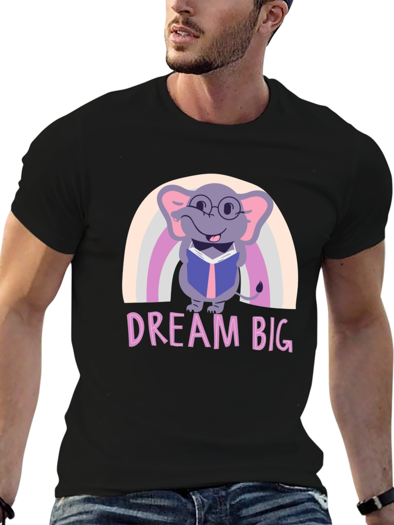 Dream Big Elephant Rainbow Graphic Tee