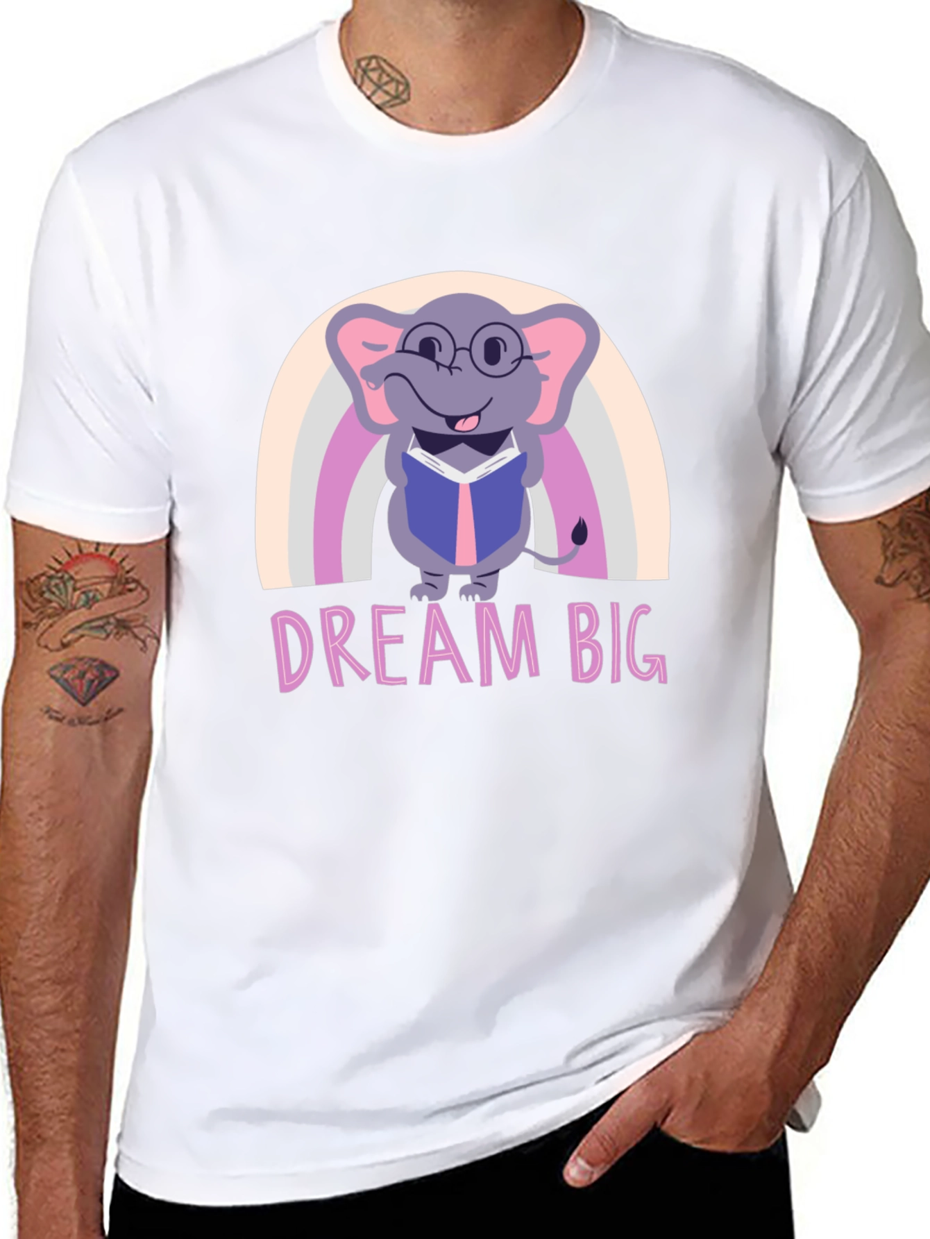 Dream Big Elephant Rainbow Graphic Tee