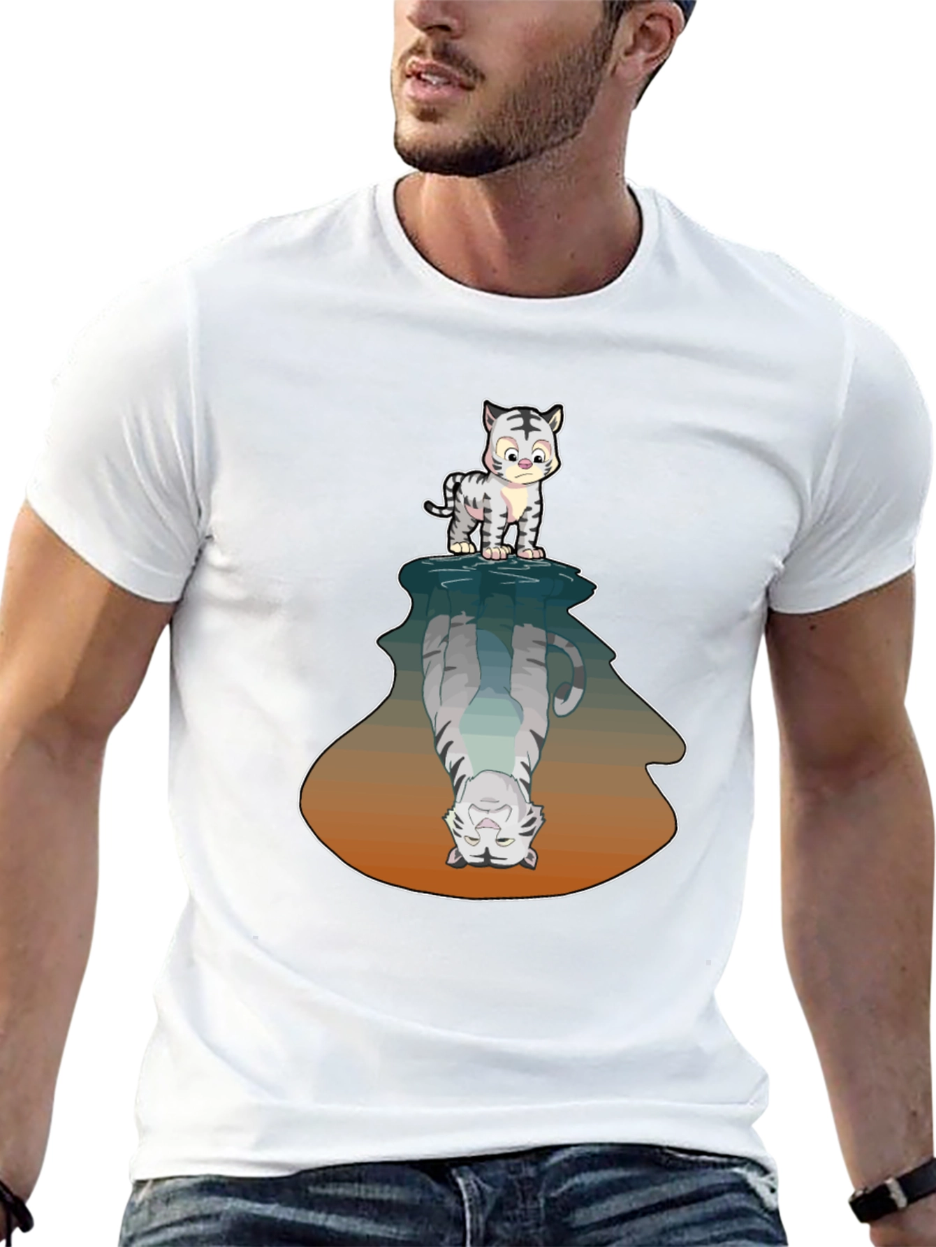 Cute Tiger Reflection Graphic Tee