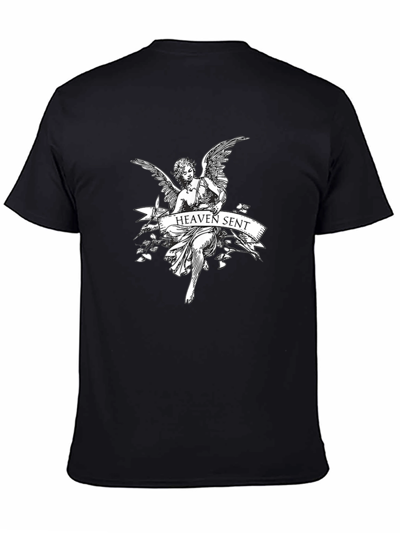 Heaven Sent Angel Graphic T-Shirt - Black