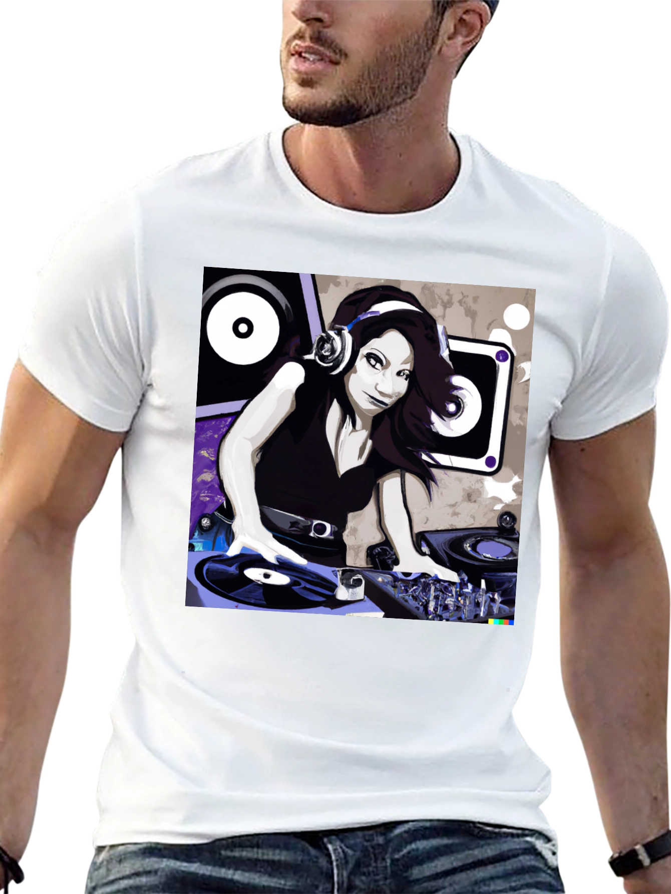 DJ Girl Graphic Tee - Black Cotton T-Shirt