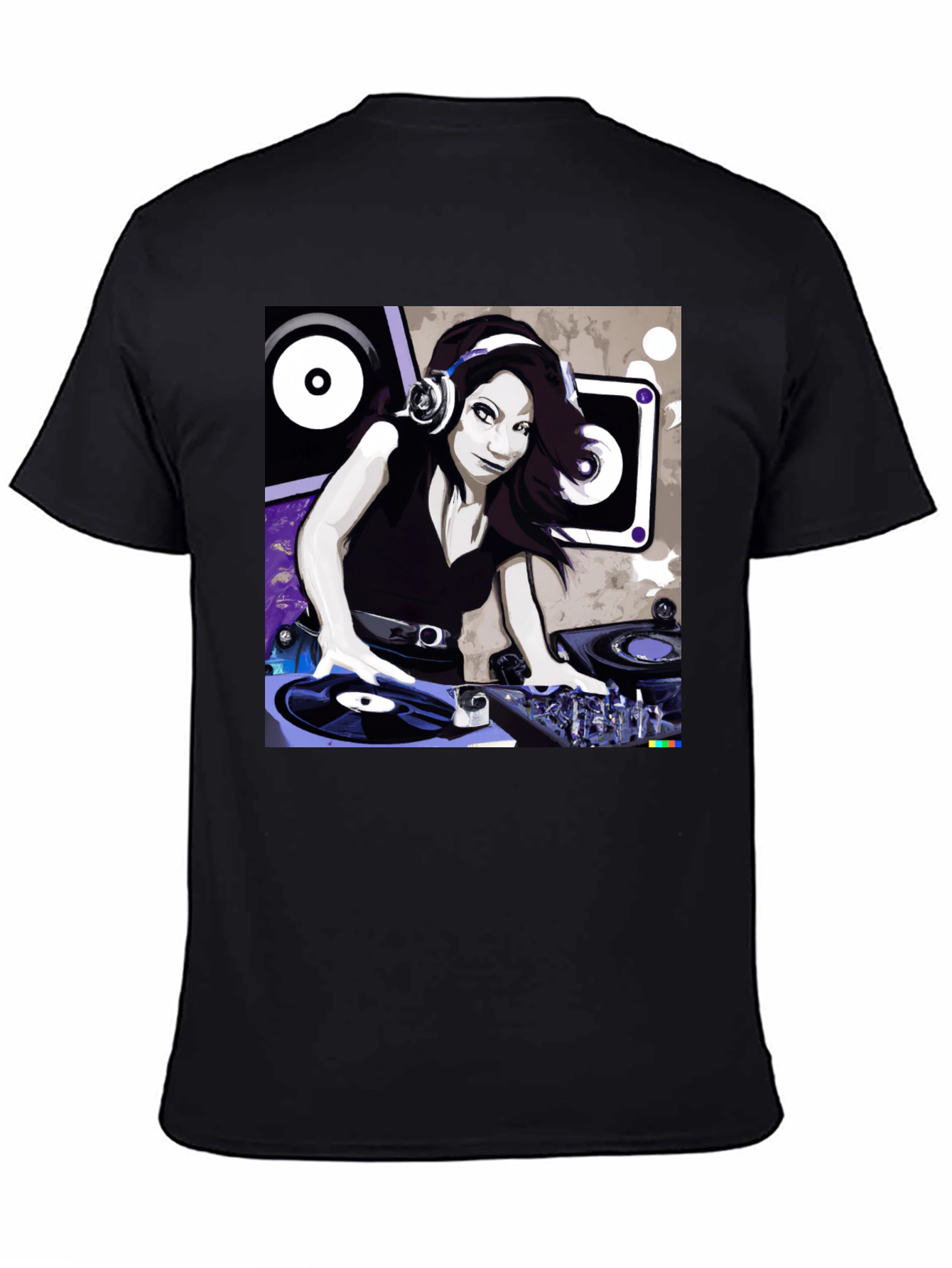 DJ Girl Graphic Tee - Black Cotton T-Shirt