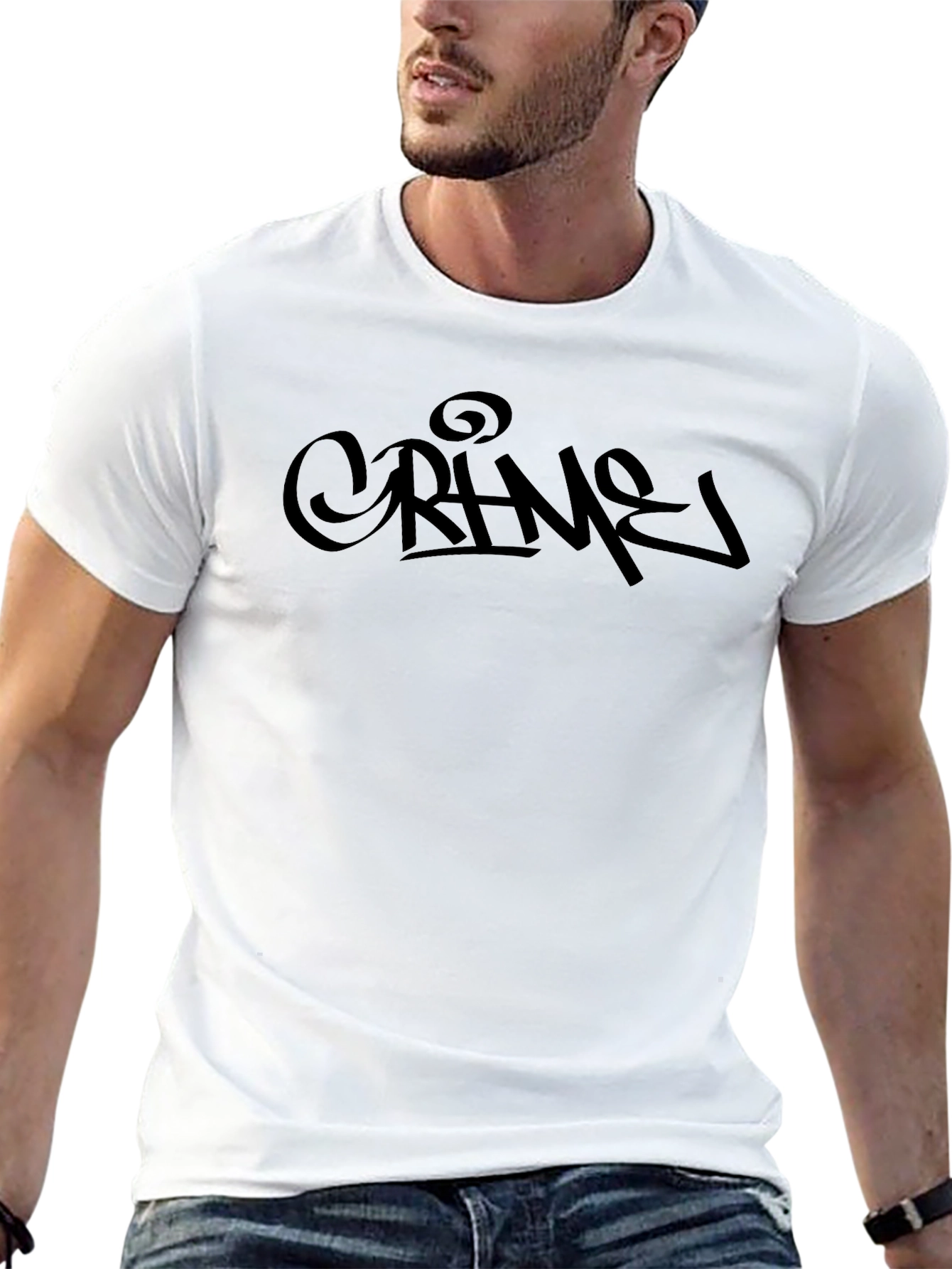 Crime Graphic Black Crewneck T-shirt