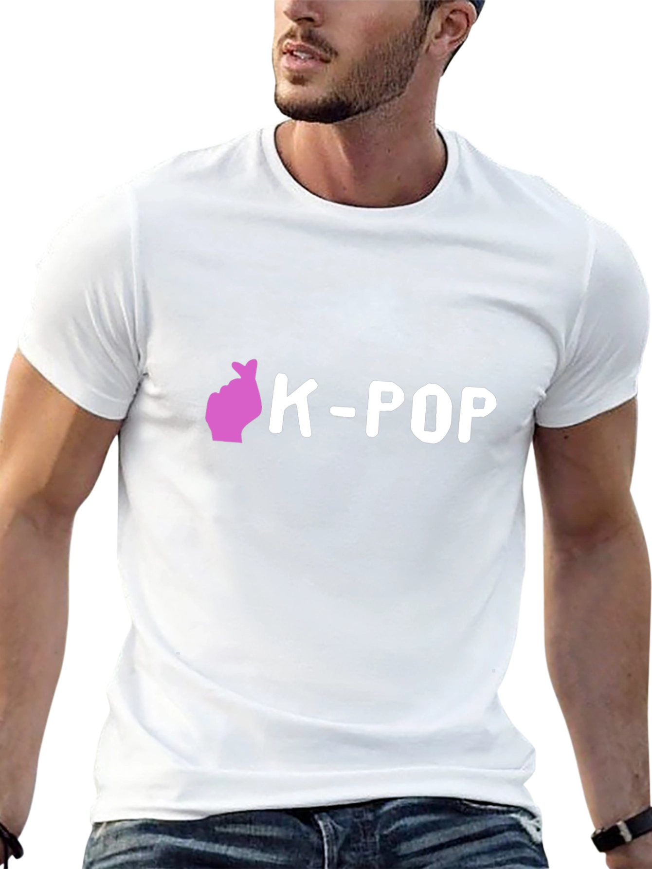 K-Pop Heart Gesture Black T-Shirt