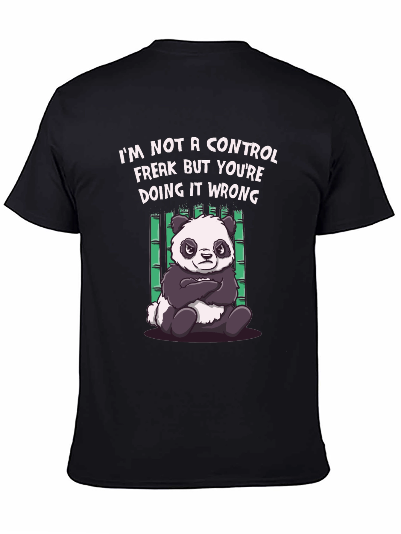 Funny Panda Control Freak Graphic T-Shirt